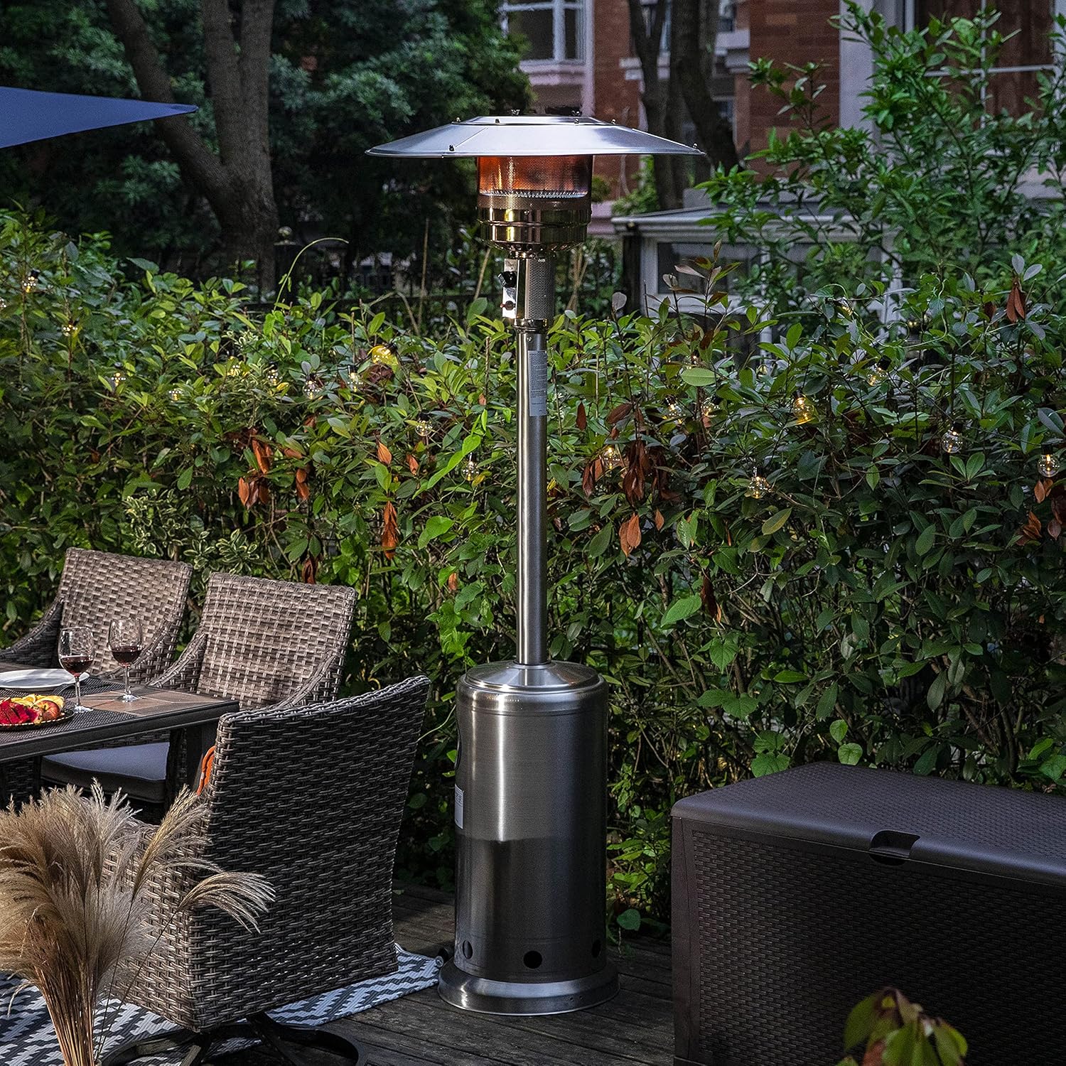 Nuu Garden Calentador de propano para exteriores, calentador de gas de 46,000 BTU para exteriores con ruedas desmontables, calentador portátil de