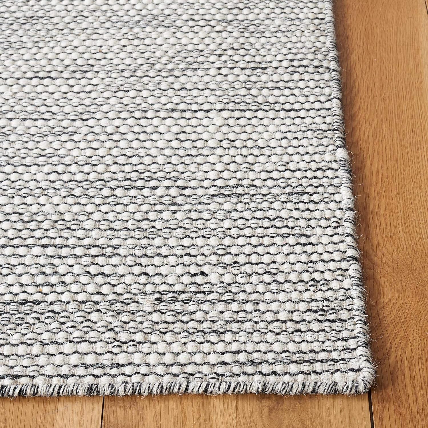 SAFAVIEH Natura Collection – Alfombra de área de 8 x 10 pies, marfil y negro, lana hecha a mano, ideal para zonas de alto tráfico en sala de estar,