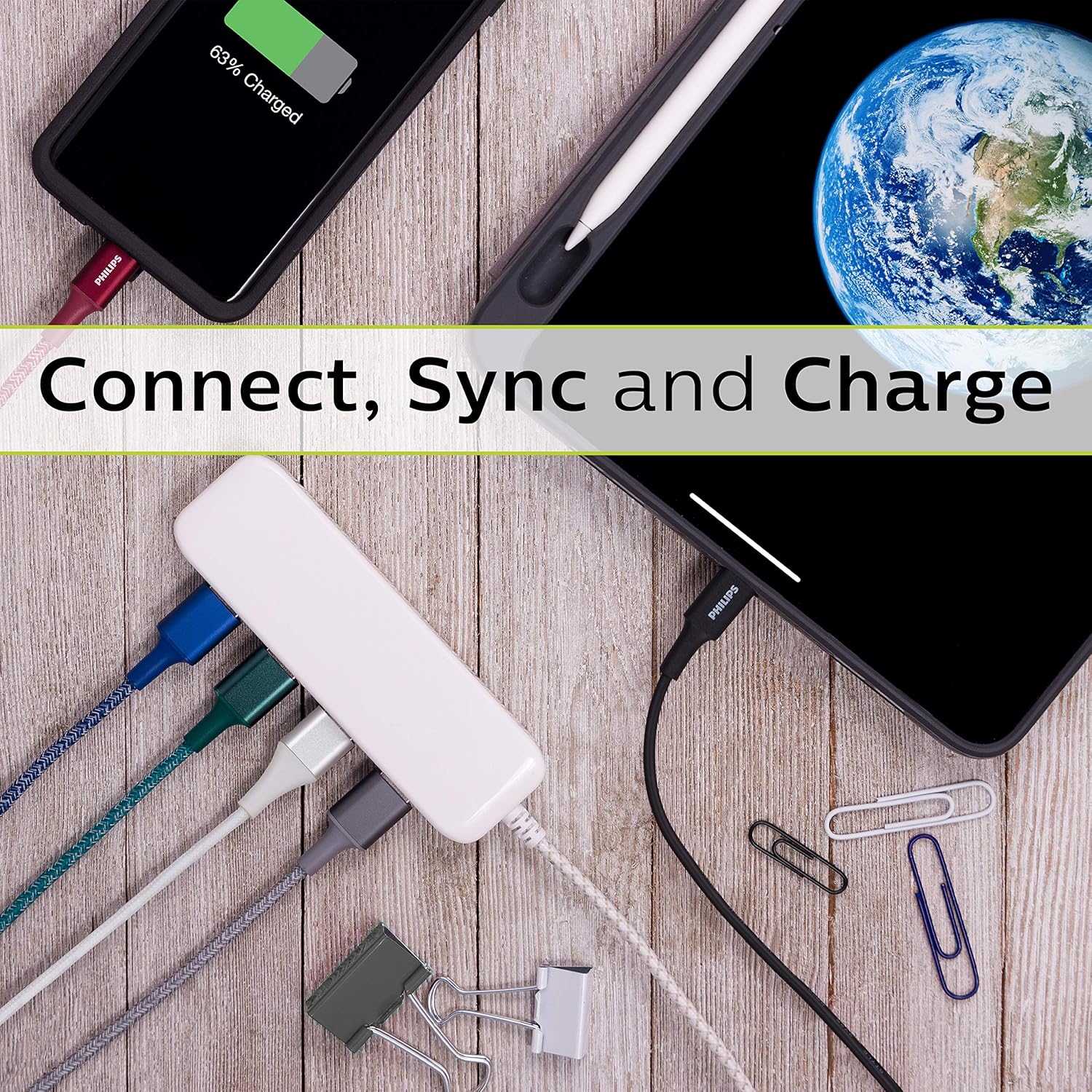 Philips Accesorios Cable de carga USB-C a Lightning, cable de 4 pies, para iPhone 1211 ProX88 Plus, iPad, Airpods, blanco, DLC4202V37