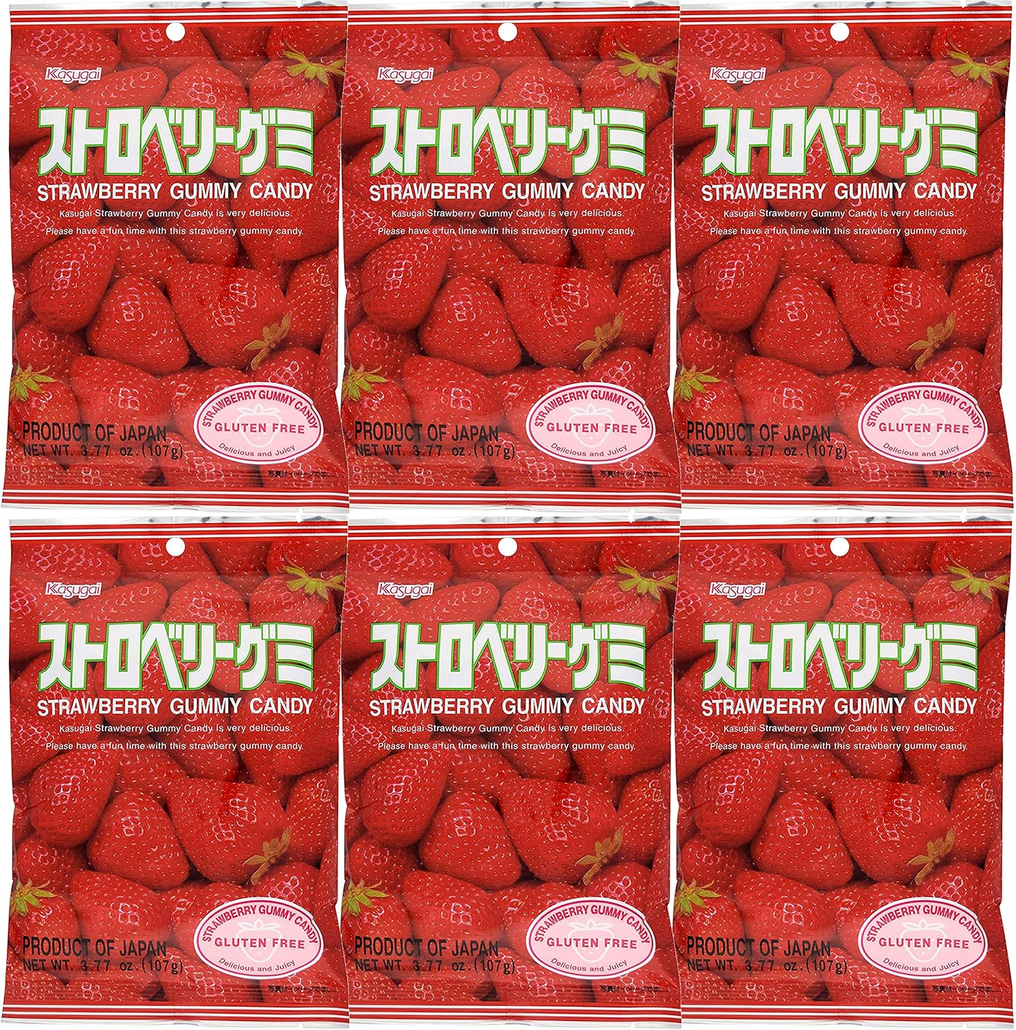 Kasugai Caramelo de gomitas de fresa 3.77oz (paquete de 6)