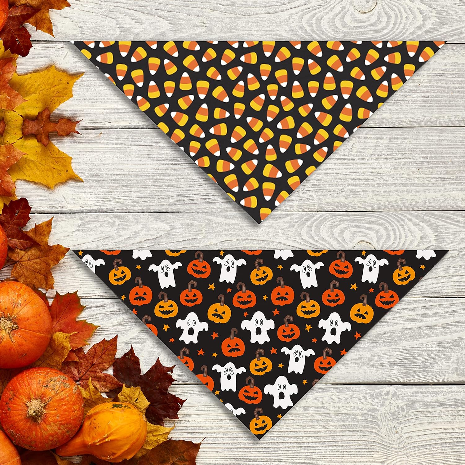 Bandana de Halloween para perro y gato, babero navideño y patrón de maíz de caramelo para cachorros grandes, medianos y pequeños mascotas