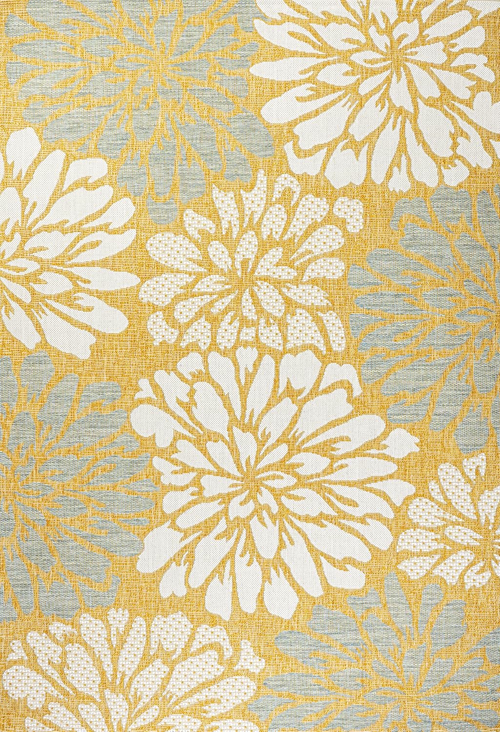 Eyely BMS110G-5 Santa Mónica Zinnia – Alfombra moderna con textura floral para interiores y exteriores, estilo costero glamour, dormitorio, patio