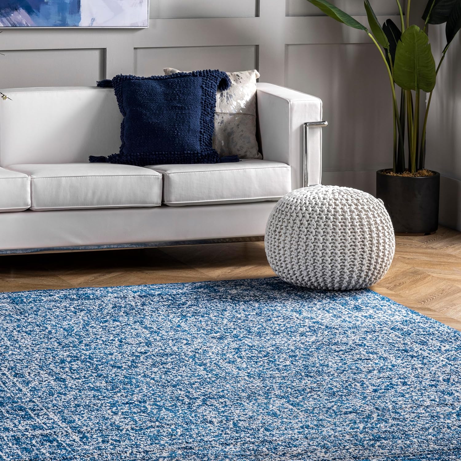 nuLOOM Alfombra vintage Waddell decorativa, 2 x 3, azul oscuro
