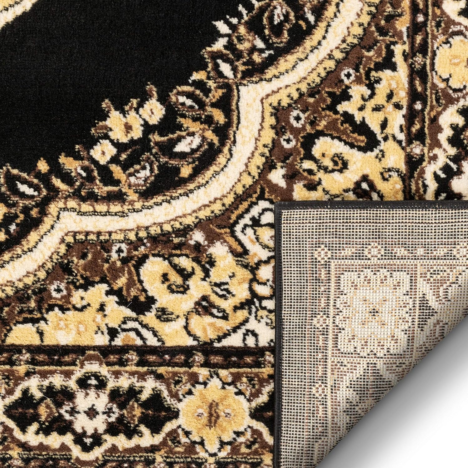Well Woven Medallion – Alfombra negra de 3 pies 3 pulgadas x 5 pies