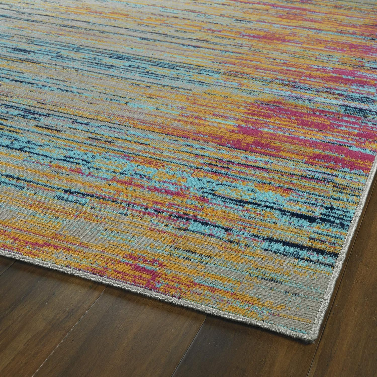 Kaleen Alfombra de área de 5’3″ x 7’3″ en multicolor, colección Zuma Beach para interiores y exteriores