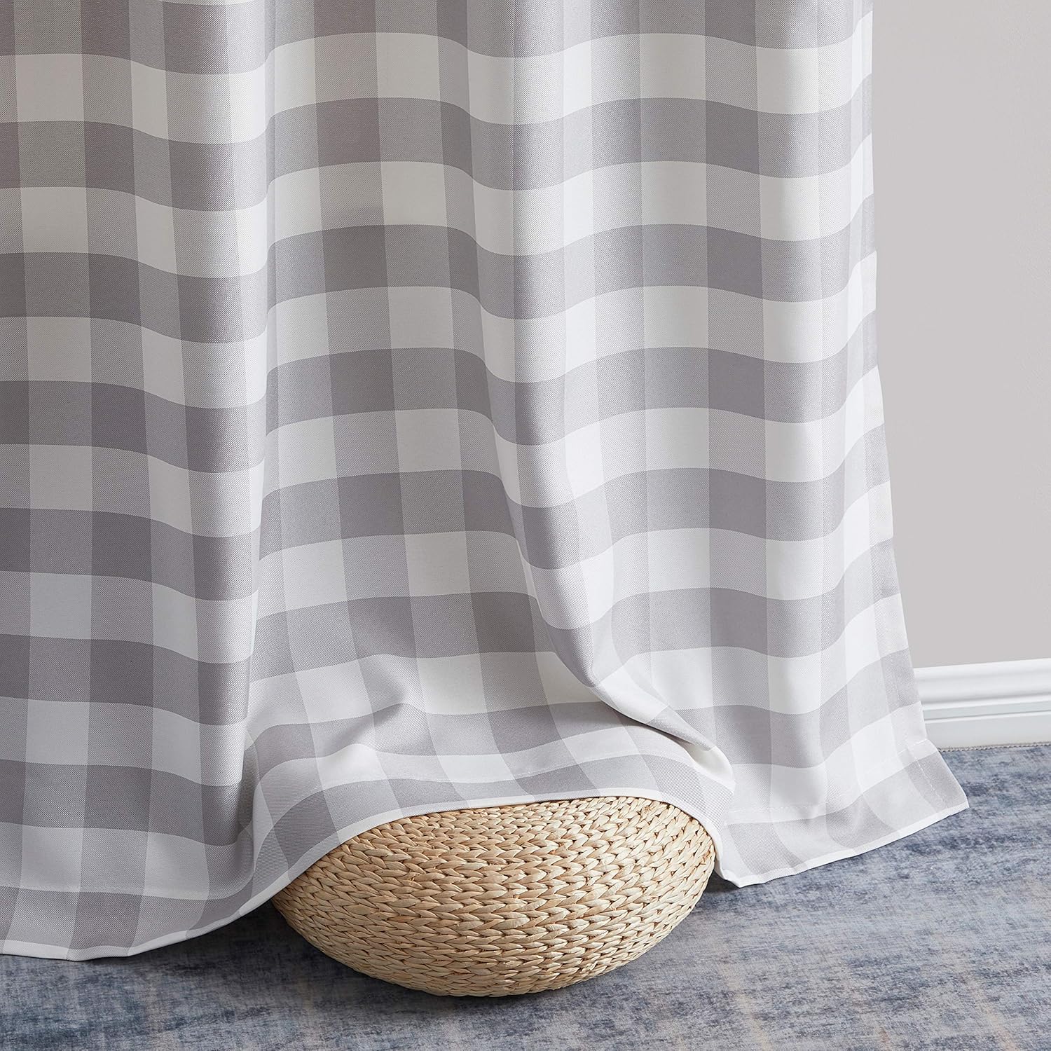 HLC.ME Hilltop Buffalo Check – Cortinas de ventana ligeras, translúcidas, texturizadas, con ojal, cortinas para dormitorio, comedor y sala de estar,