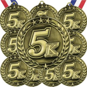 Express Medals Varios paquetes de 10 medallas de 5K Run Race Walk con cintas para el cuello, premio trofeo Express Medals Varios paquetes de 10 medallas de 5K Run Race Walk con cintas para el cuello, premio trofeo