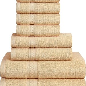 Towel and Linen Mart – Juego de toallas de baño, 2 toallas de mano y 4 paños de 2 capas de baja torsión de 600 GSM, hilado en anillo altamente Towel and Linen Mart – Juego de toallas de baño, 2 toallas de mano y 4 paños de 2 capas de baja torsión de 600 GSM, hilado en anillo altamente