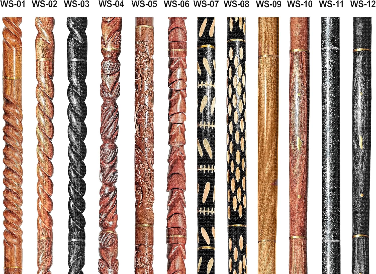 Wooden Walking Sticks and Canes Travel Collapsible for Men Women Seniors Hiking with Brass Pigeon Handle (Brown Antique, AANWS-109)