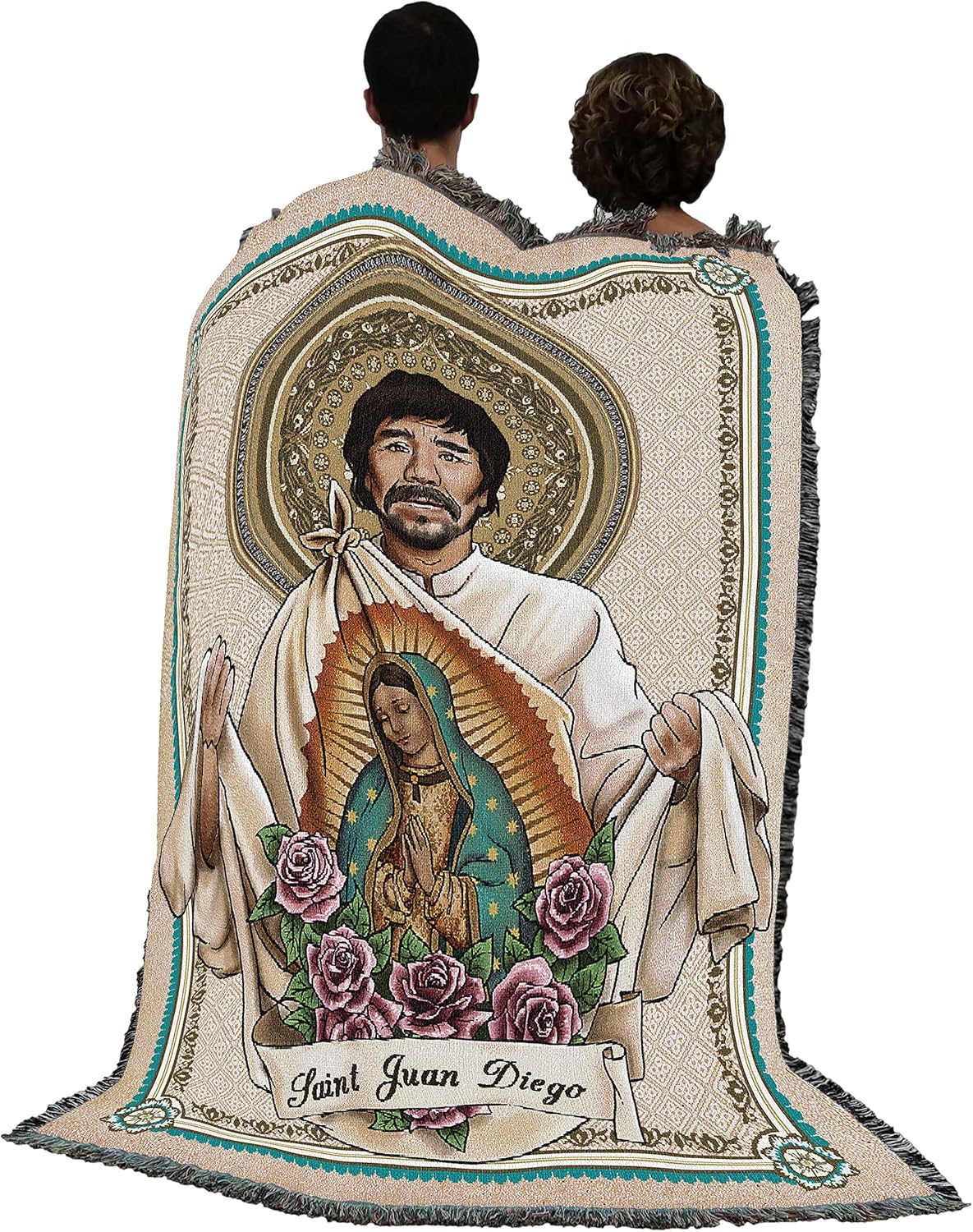 Pure Country Weavers Manta de San Juan Diego, patrón de los pueblos indígenas, manta de tapiz de regalo religioso tejida de algodón, fabricada en