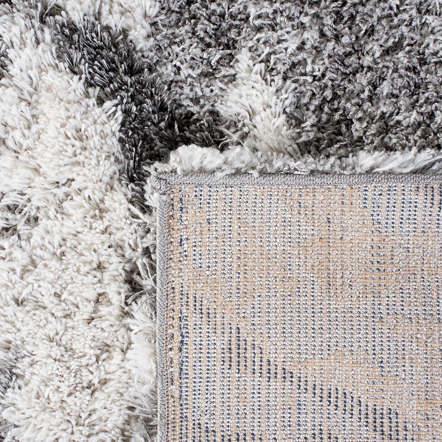 SAFAVIEH Horizon Shag Collection – Alfombra de área de 8 x 10 pies, color gris y marfil, diseño abstracto moderno, no desprende pelusa y de fácil