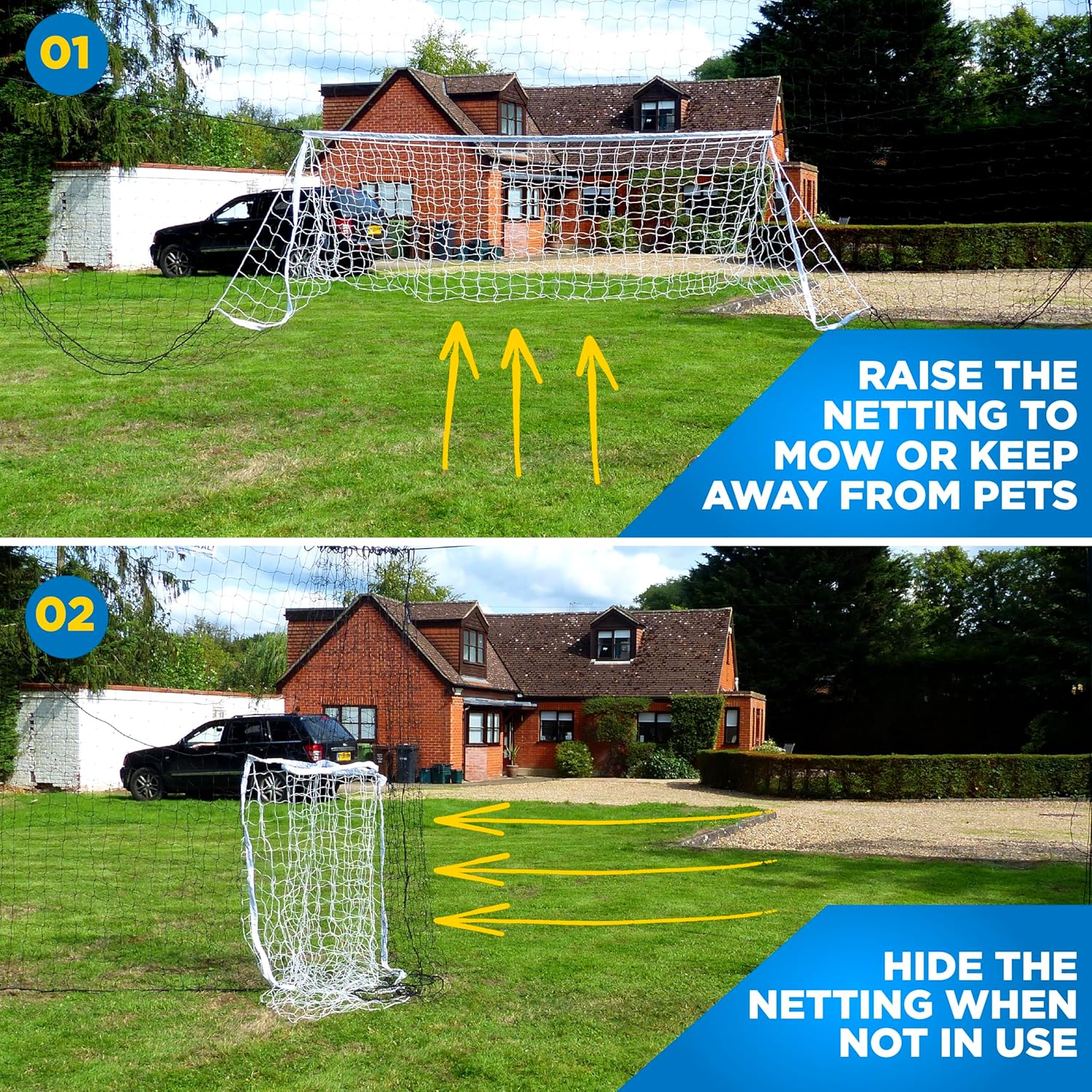 Open Goaaal Soccer Goal Net & Soccer Backstop Net with Rebounder – Soccer Nets for Backyard All in One & Practice Targets (2 Pack)