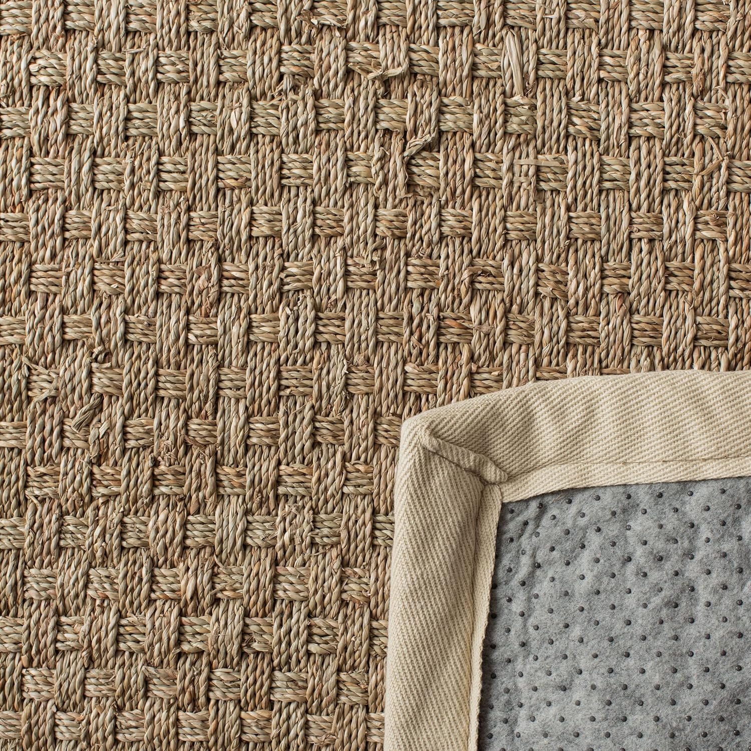 Safavieh NF114A Natural Fiber Collection – Alfombra de fibras naturales de patrón trenzado, varios colores (5 x 8 pies), Fibras naturales, natural,