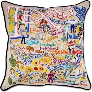 Catstudio Almohada decorativa bordada de Texas Catstudio Almohada decorativa bordada de Texas