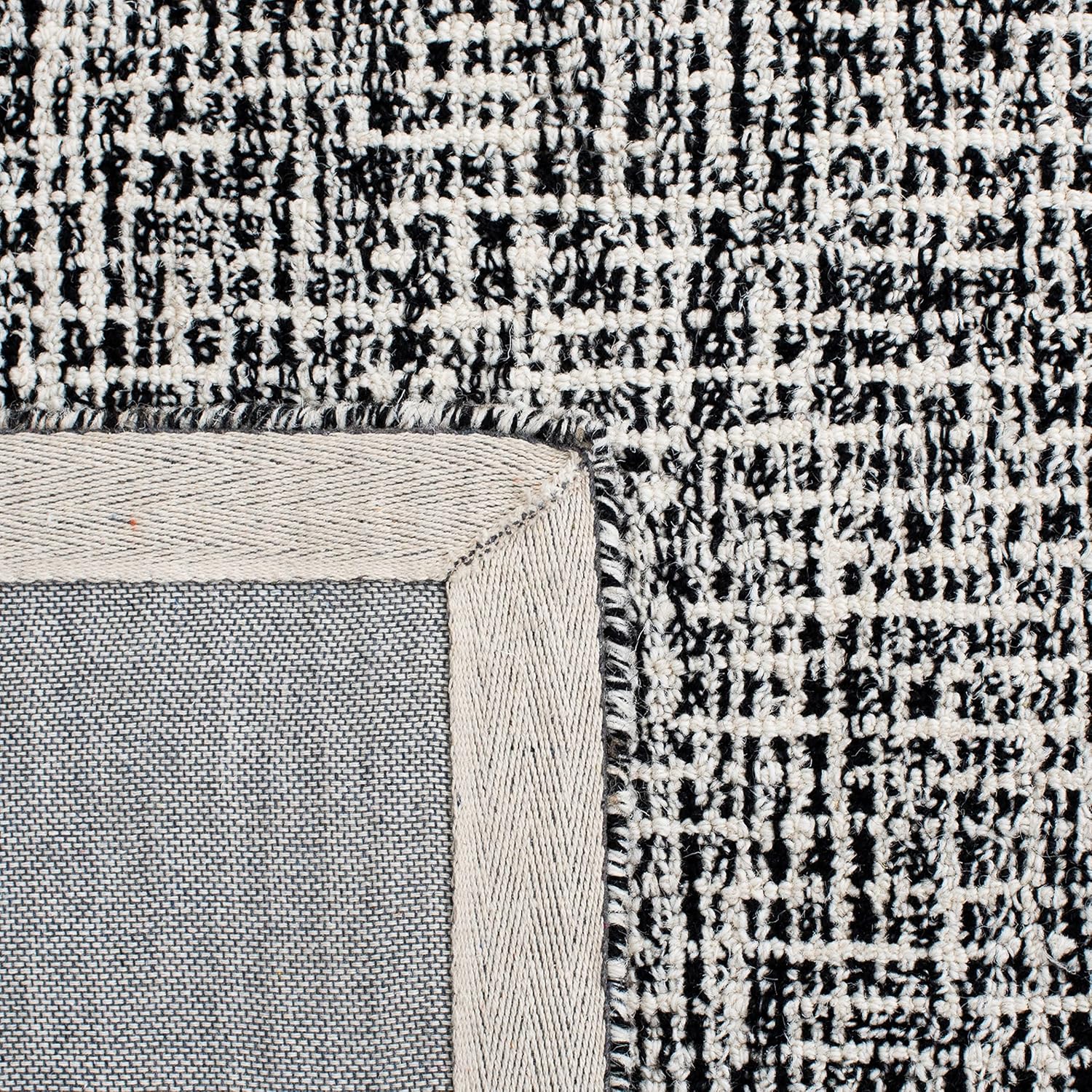 SAFAVIEH Abstract Collection – Alfombra decorativa, 2 x 3 pies, color negro y marfil, lana hecha a mano, ideal para zonas de alto tráfico en