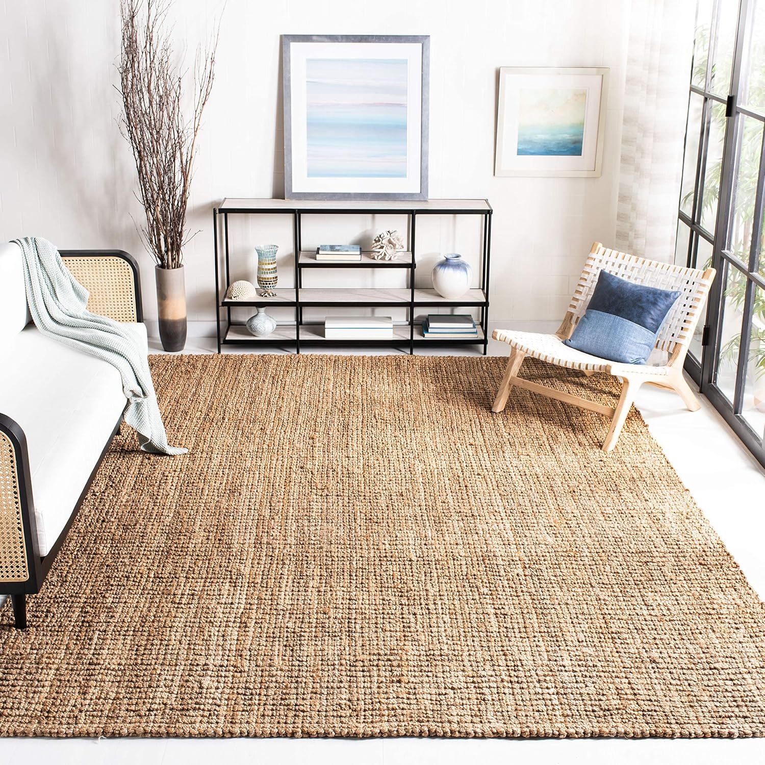 SAFAVIEH Colección Natural Fiber NF447A – Tapete de área cuadrado, yute texturizado grueso tejido a mano de 0.75 pulgadas de grosor, ideal para