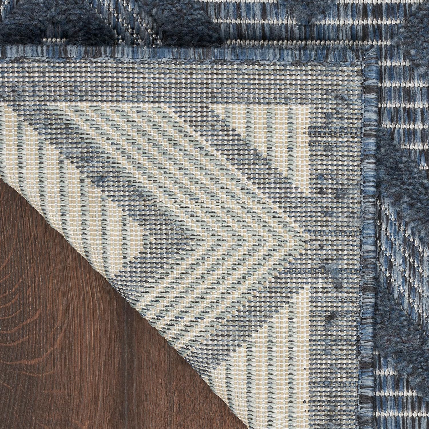 Nourison Alfombra versátil para interiores y exteriores, color azul marino, de 5 x 7 pies, fácil de limpiar, no se desprende, para dormitorio, sala
