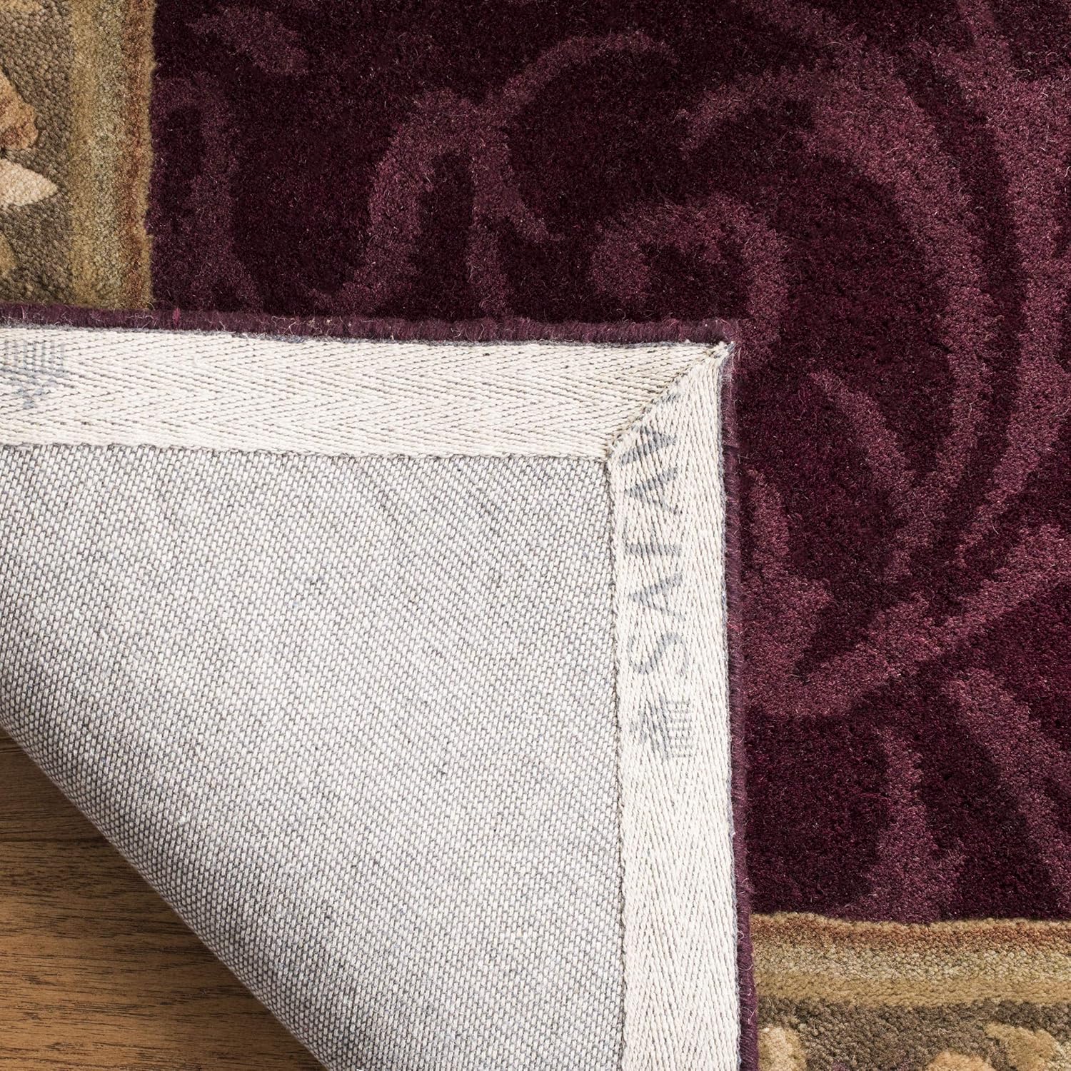 SAFAVIEH Empire Collection EM414A – Alfombra de lana tradicional europea, hecha a mano, 4 x 6 pies, color rojo oscuro y beige oscuro