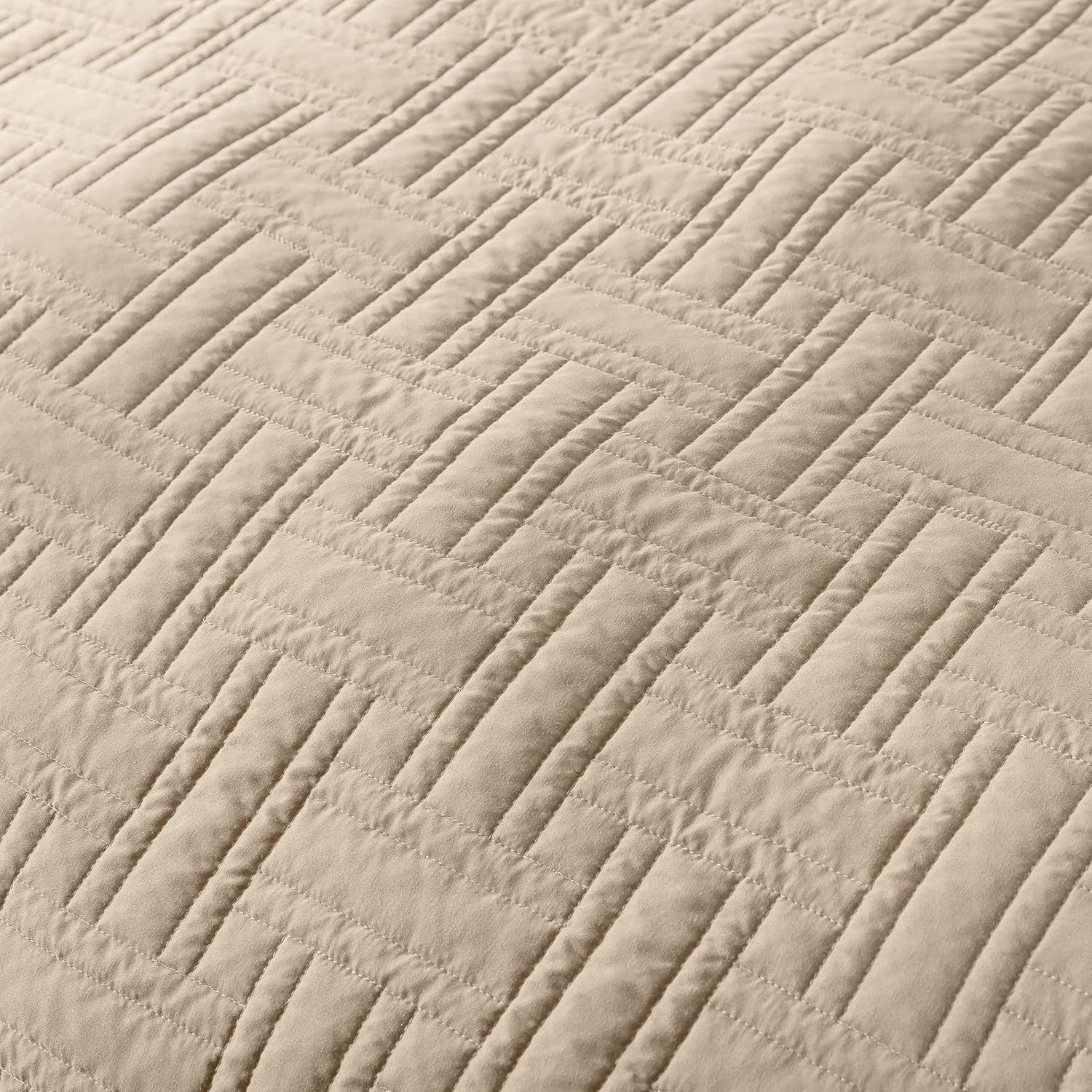 Juego de ropa de cama beige tamaño Queen con fundas de almohada, colcha ligera y suave, manta acolchada de tejido de canasta, funda de cama fina