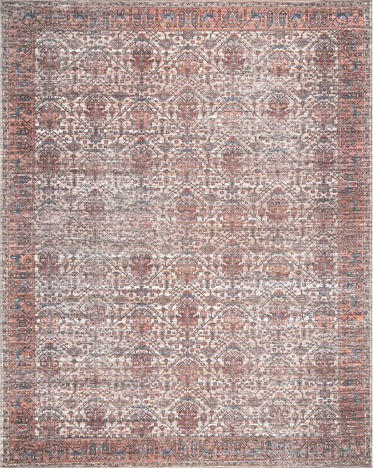 nuLOOM Marilyn – Tapete con borde persa, lavable a máquina, 4 x 6, color óxido