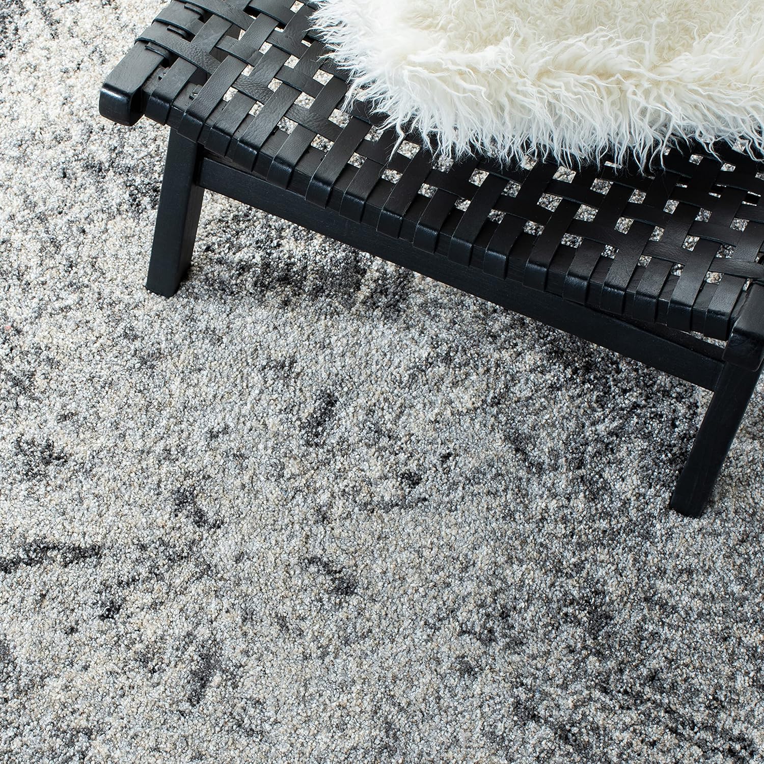 SAFAVIEH Retro Collection – Alfombra de área de 8 x 10 pies, color gris y marfil, diseño abstracto moderno, no desprende pelusa y de fácil cuidado,