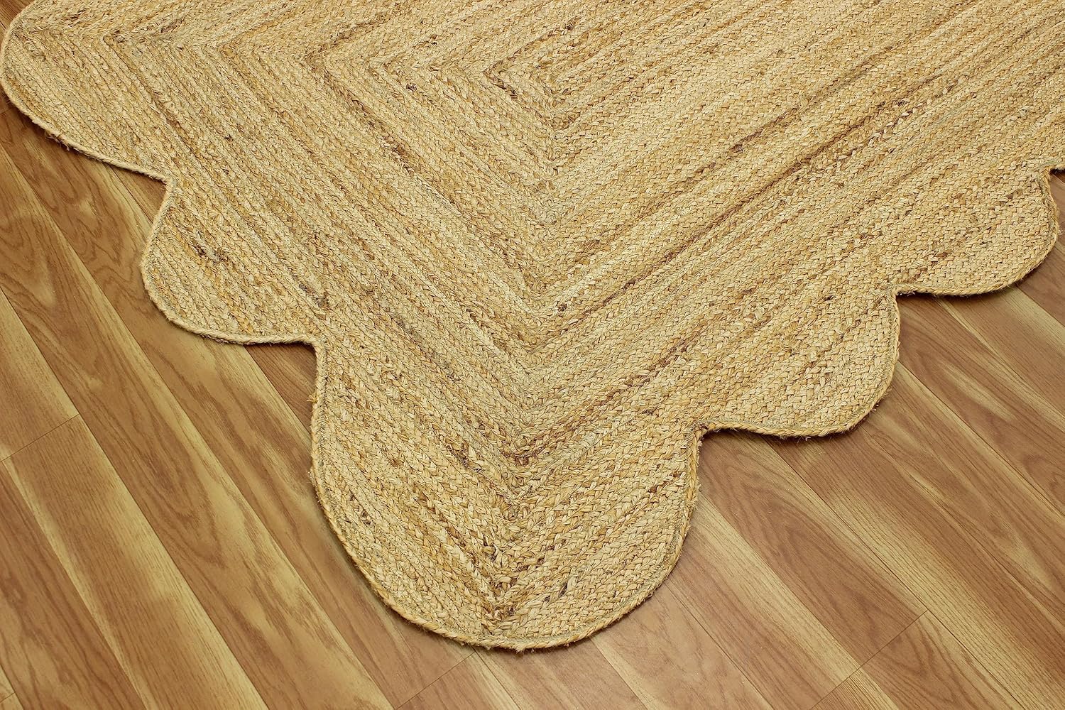 Kilim Runner – Alfombra de pasillo de yute festoneada de 2.6 x 4 pulgadas, patrón sólido, color beige, tejido plano, grueso, 0.27 pulgadas, trenzado