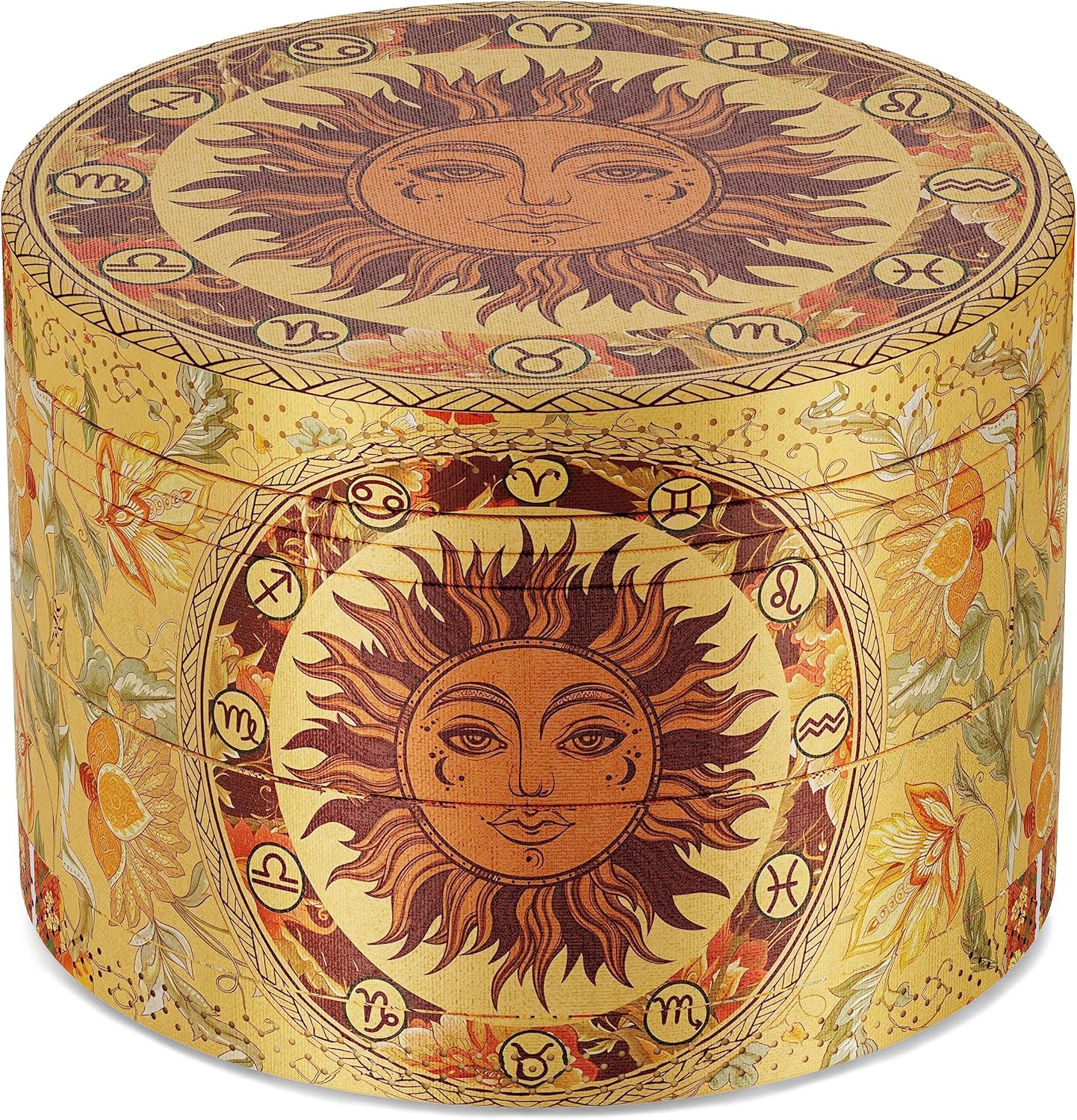Molinillo de 2.5 pulgadas, molinillo de sol y luna estilo bohemio marrón