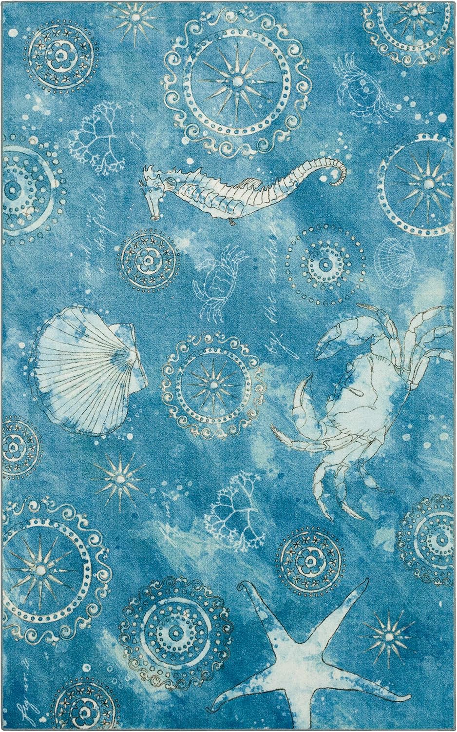 Mohawk Home Coastal Splash Aqua – Alfombra de área, 5 x 8 pies, azul