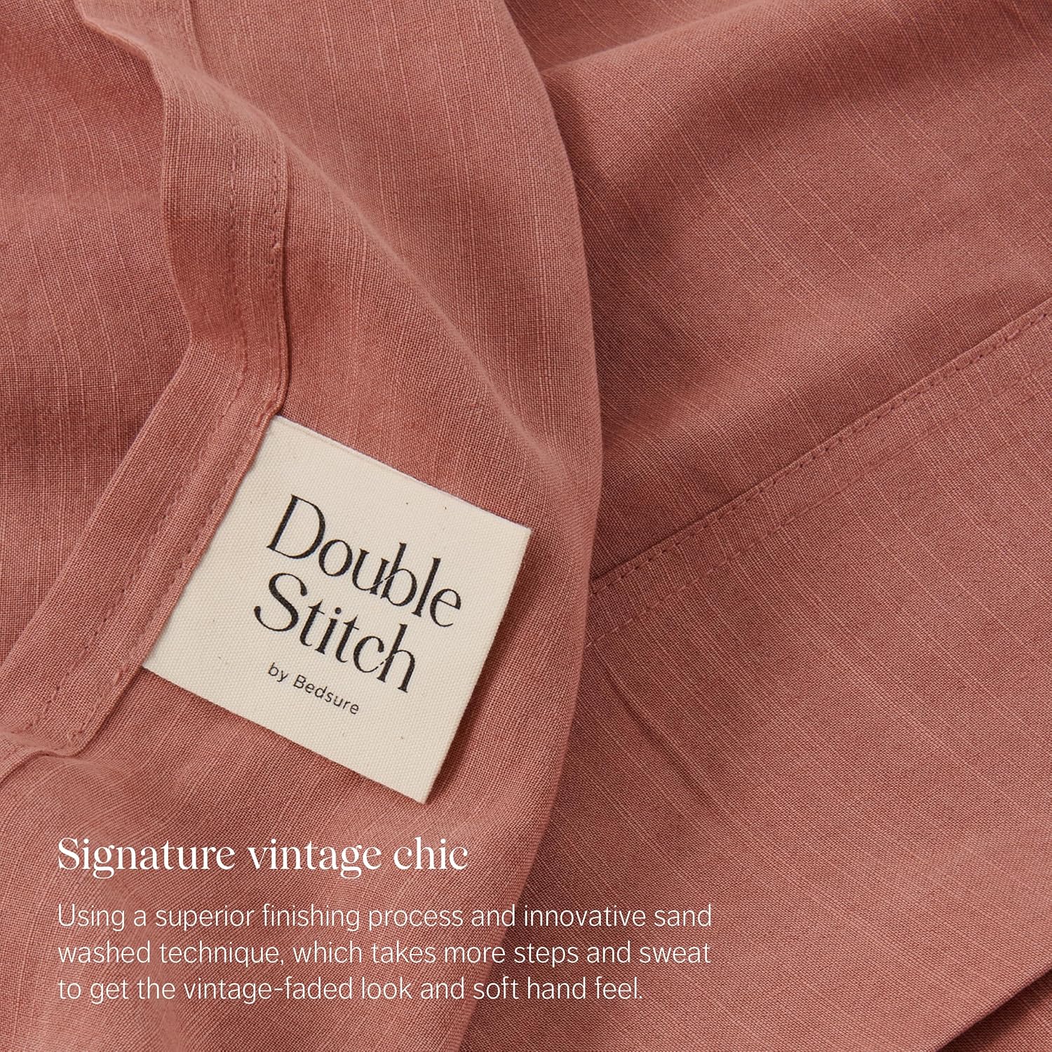 Double Stitch by Bedsure Sábanas de lino Tencel, presentadas en USA Today, juego de sábanas Queen con bolsillo profundo de hasta 16 pulgadas,