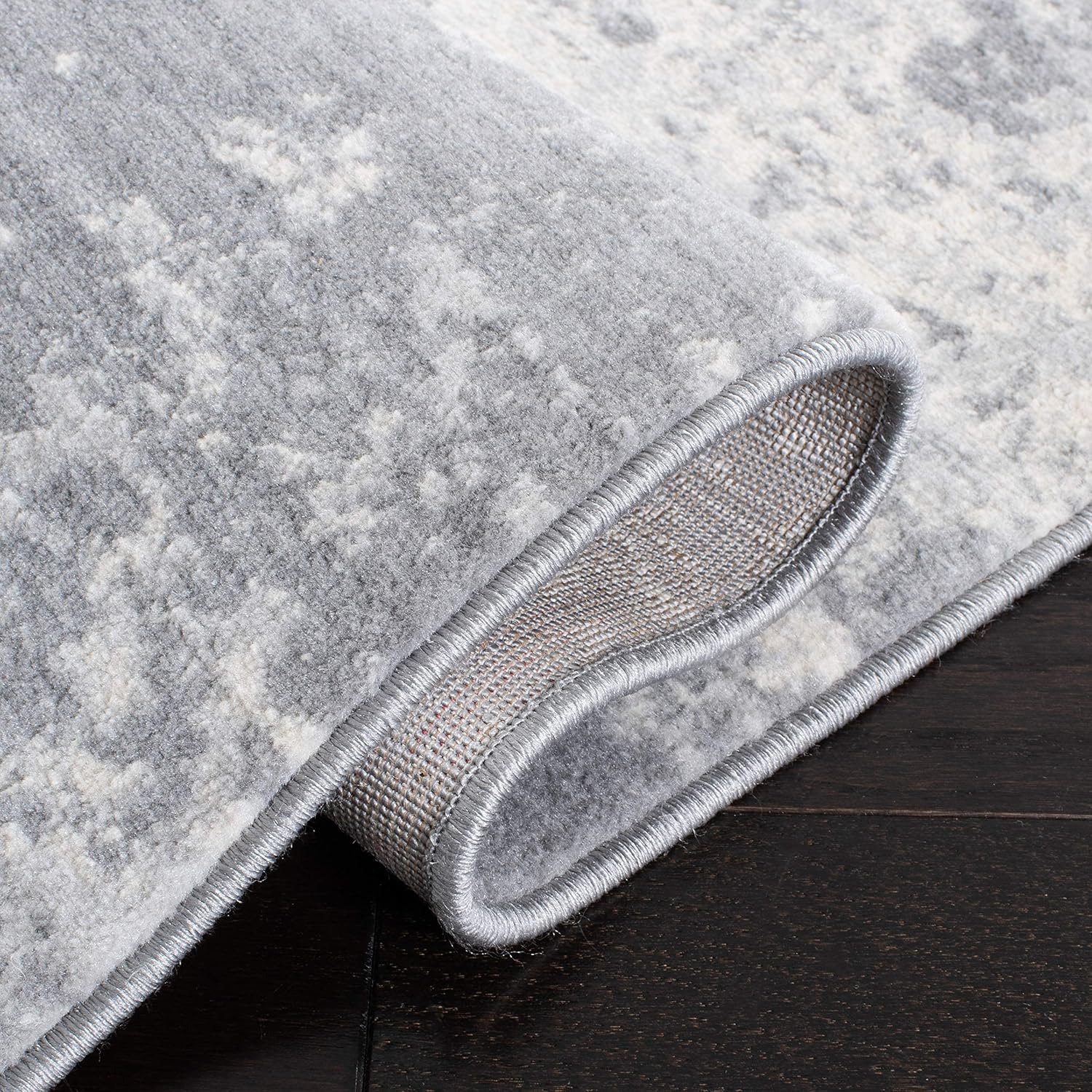 SAFAVIEH Brentwood Collection – Alfombra de pasillo de 2 x 12 pies, color gris y marfil, diseño abstracto moderno, no desprende pelusa y de fácil