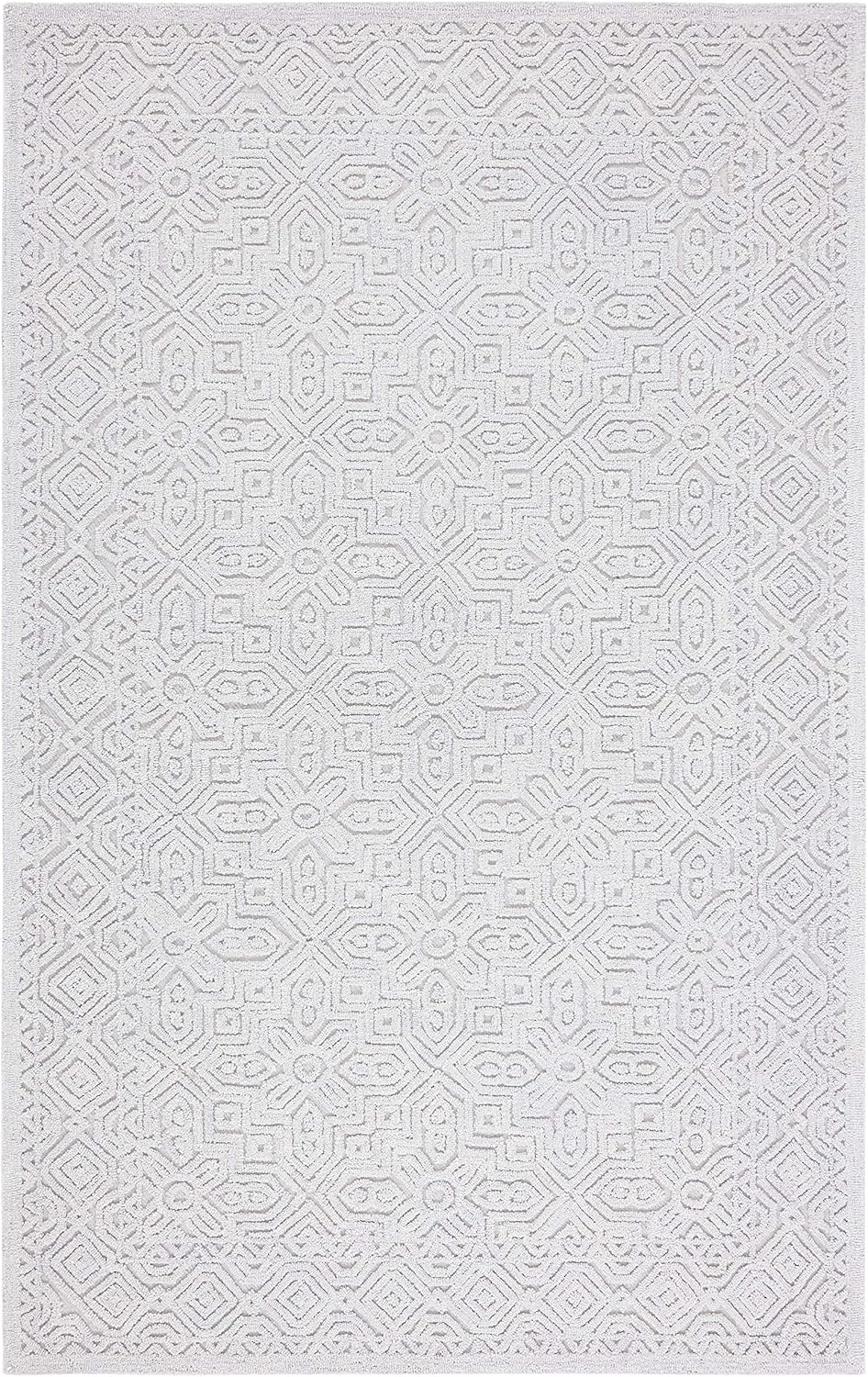 SAFAVIEH Textural Collection – Alfombra de área de 5 x 8 pies, color plateado, hecho a mano, ideal para zonas de alto tráfico en sala de estar,