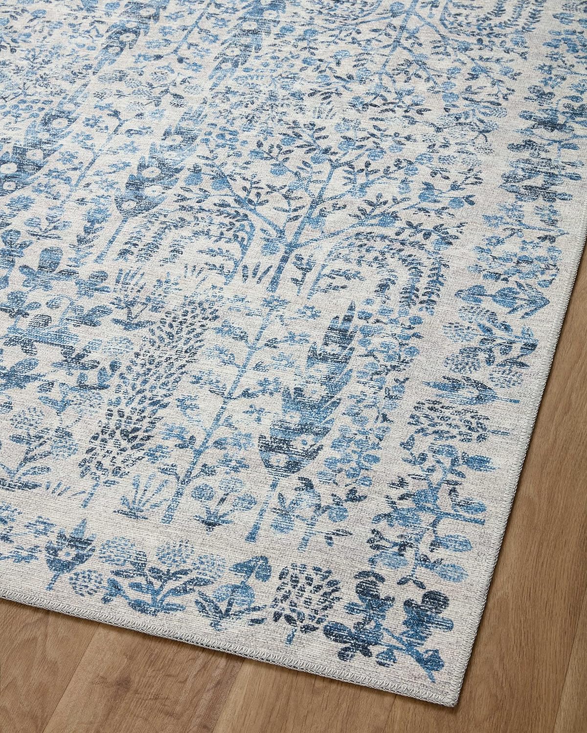 Loloi Rifle Paper Co. x Maison – Alfombra decorativa azul de 2 pies x 5 pies
