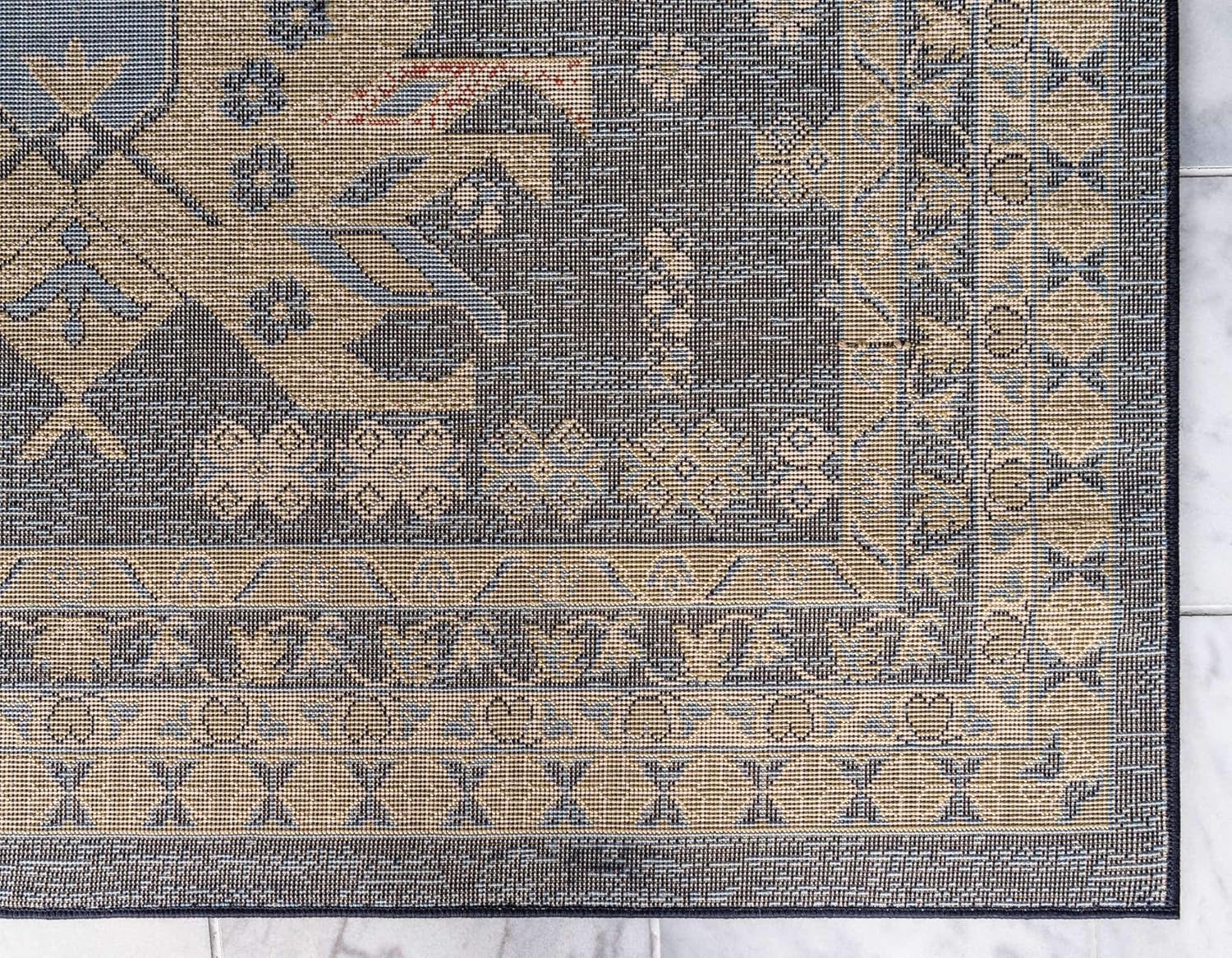 Unique Loom Heriz Collection Alfombra de área parcial, Polipropileno, Azul marino
