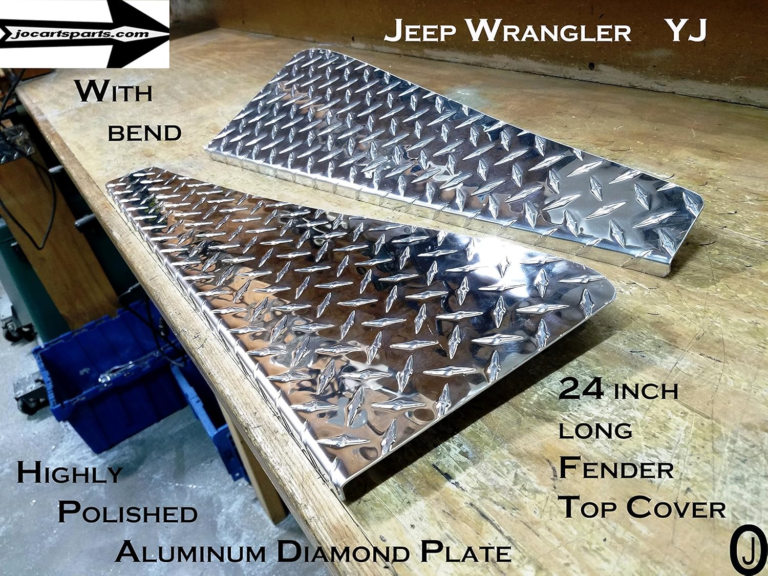 Se adapta a Jeep Wrangler YJ Placa de diamante de aluminio 24 cubiertas largas de guardabarros con curva