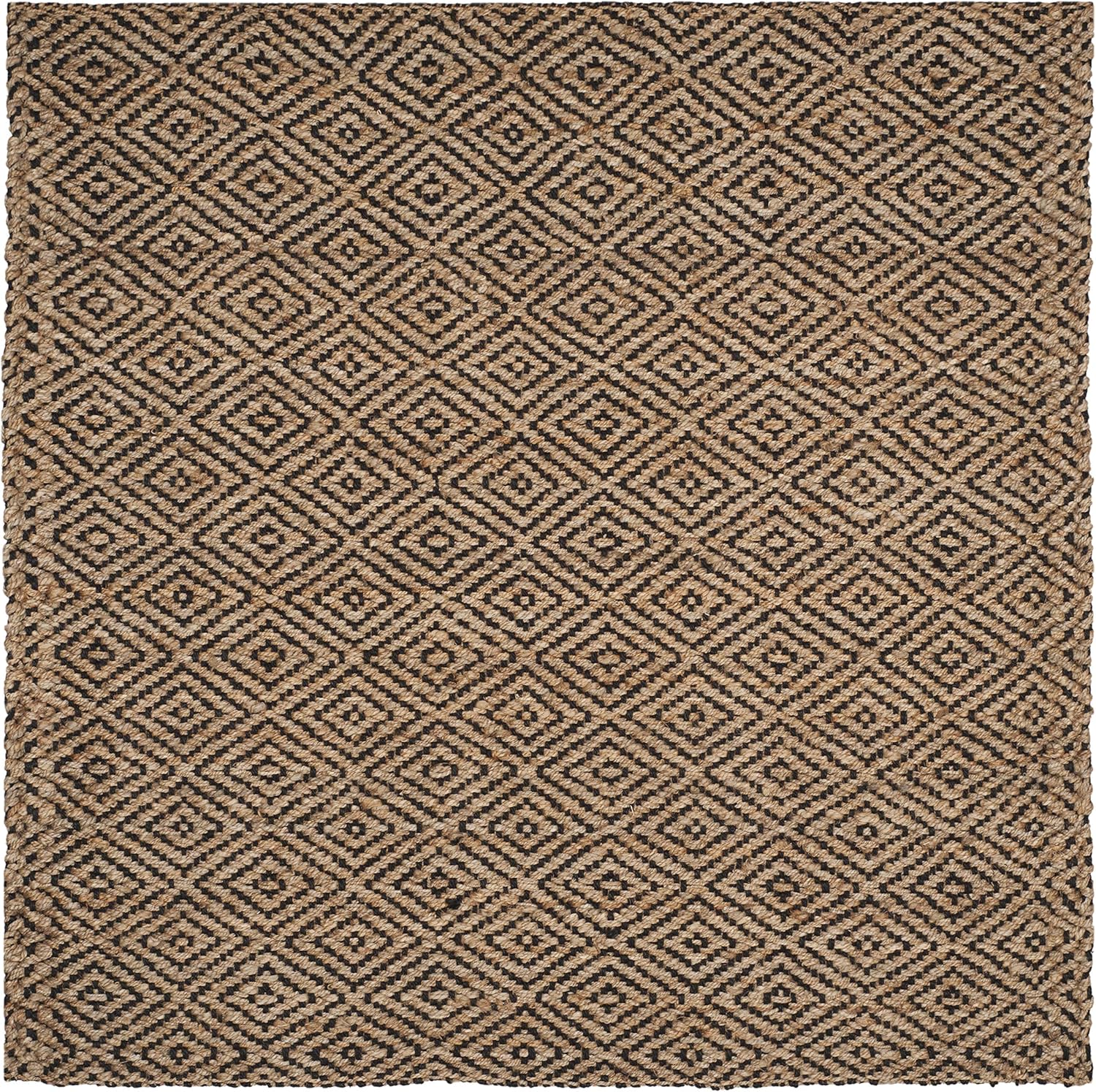 SAFAVIEH Natural Fiber Collection NF181C – Alfombra cuadrada de yute de 4 pies, hecha a mano, color negro