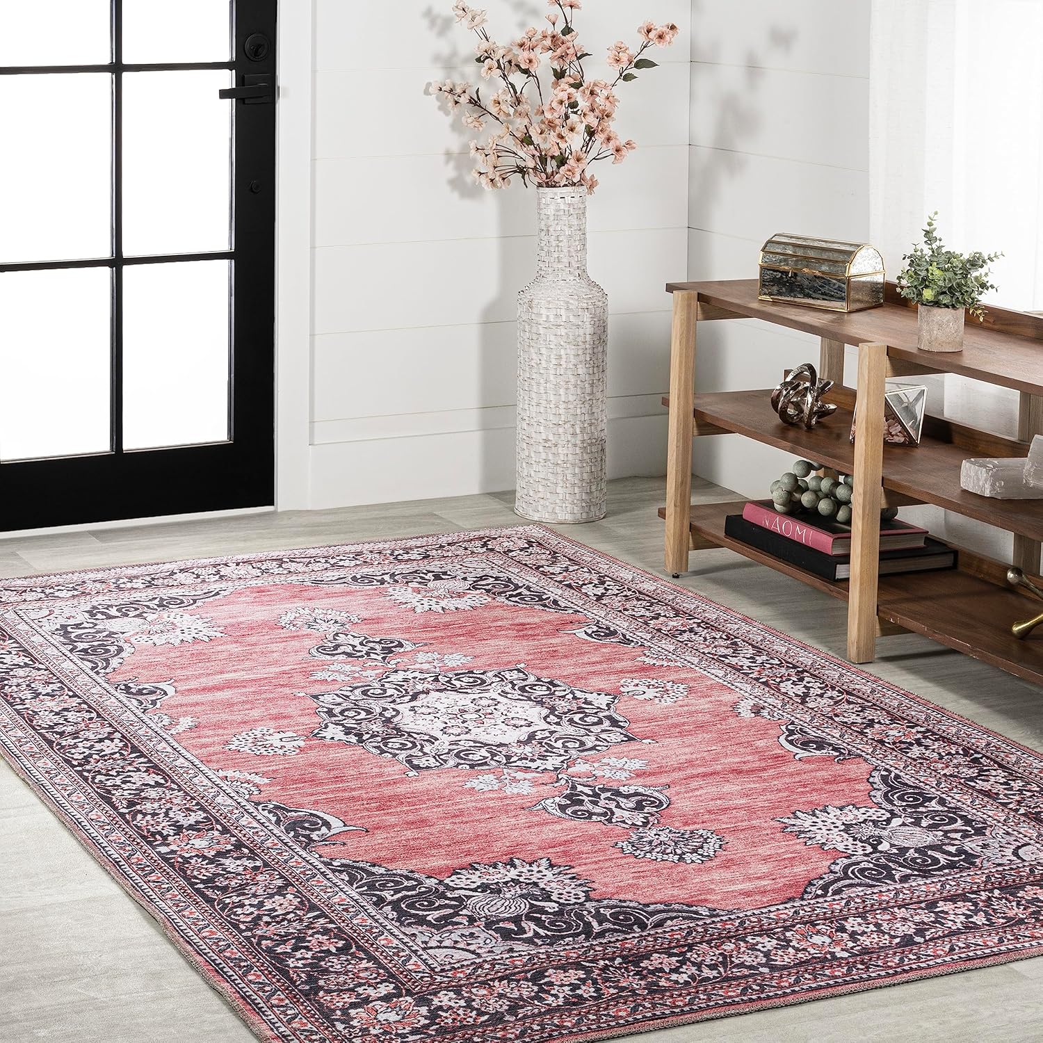 Eyely HSW201B-8 Bausch – Alfombra lavable de felpilla envejecida para interiores, clásica, de mediados de siglo, rústica para dormitorio, cocina,