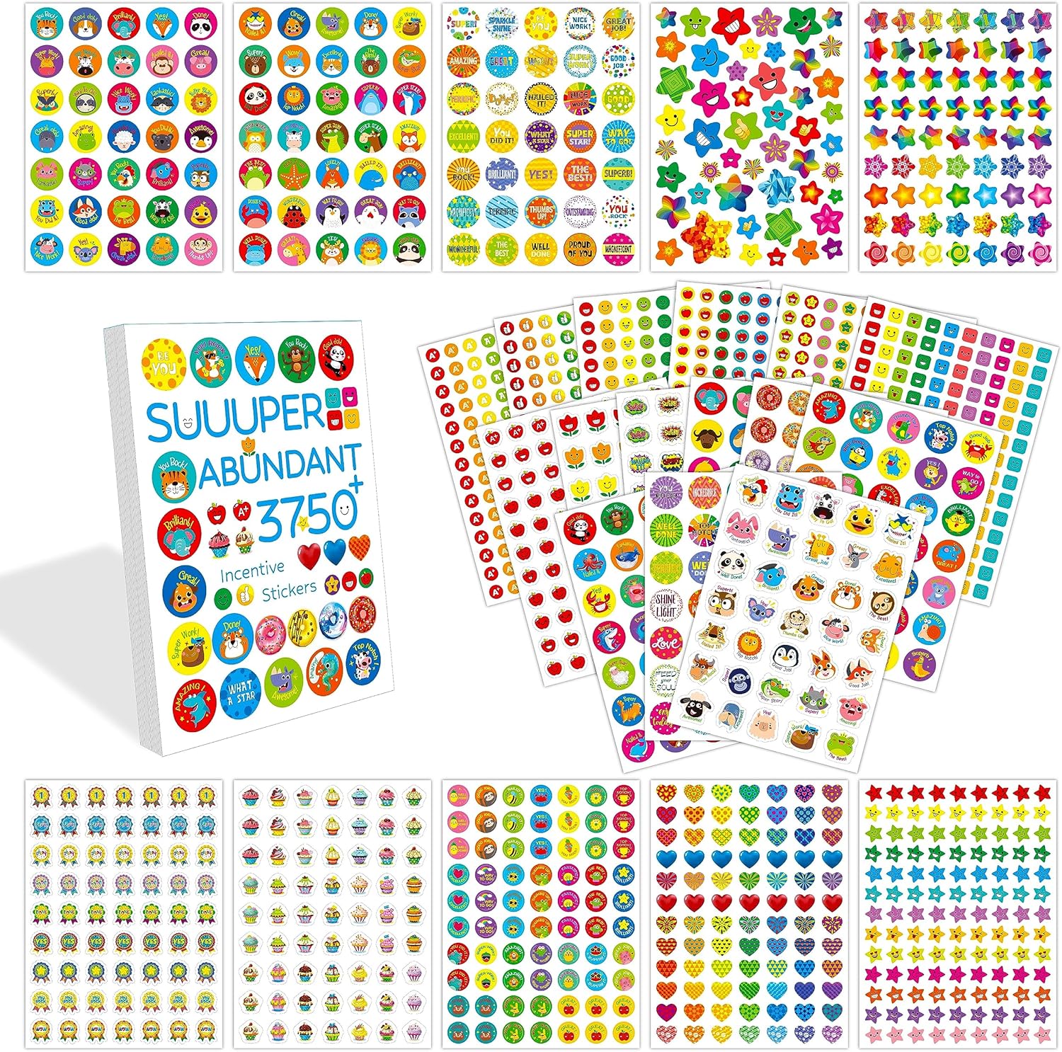 Suuuper – Más de 3750 calcomanías de motivo, más de 1200 diseños bonitos, divertidas calcomanías para manualidades, álbumes de recortes,