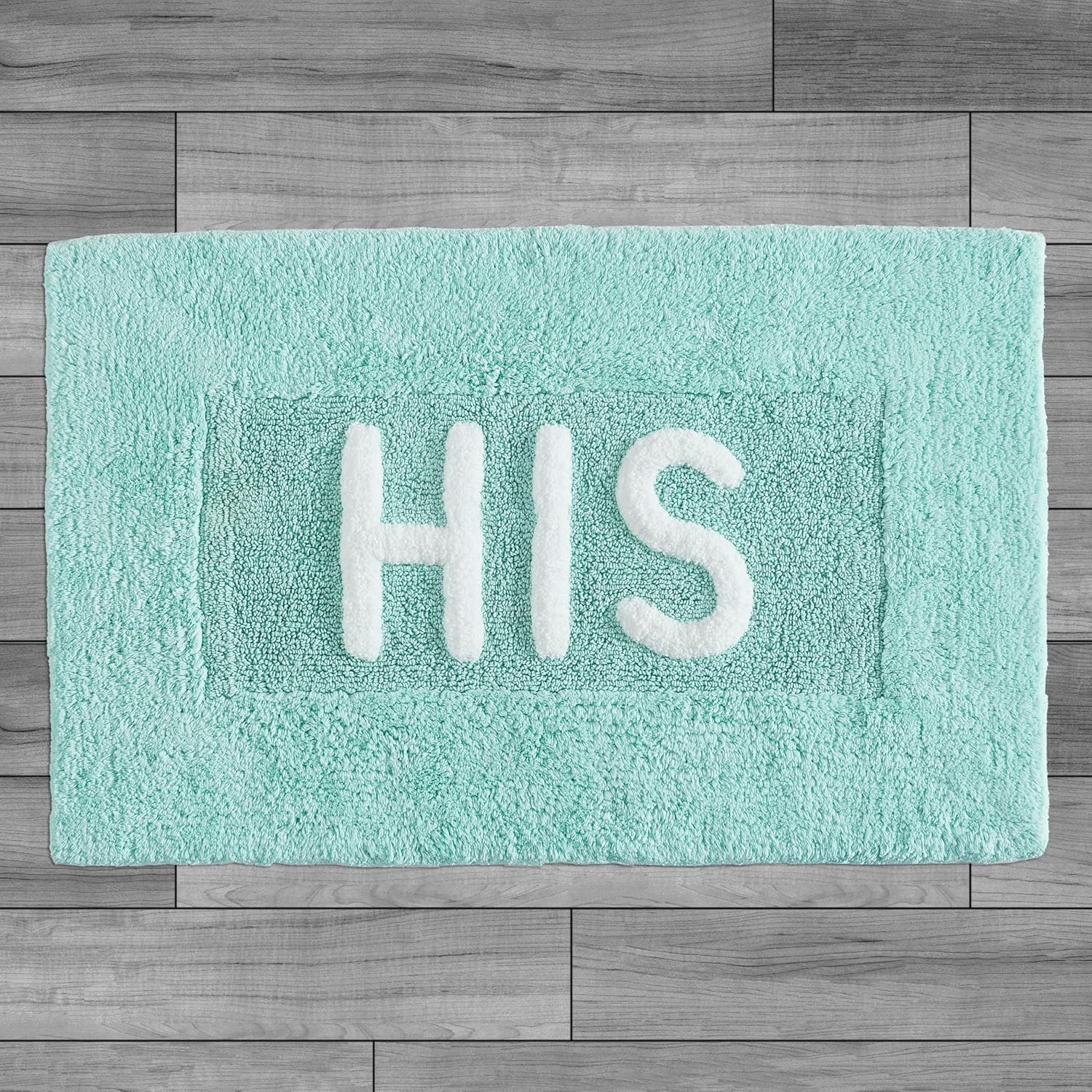 Creative Home Ideas Alfombra de baño de algodón suave, decoración de baño, absorbente de agua y lavable a máquina, mide 21 x 34 pulgadas, color azul