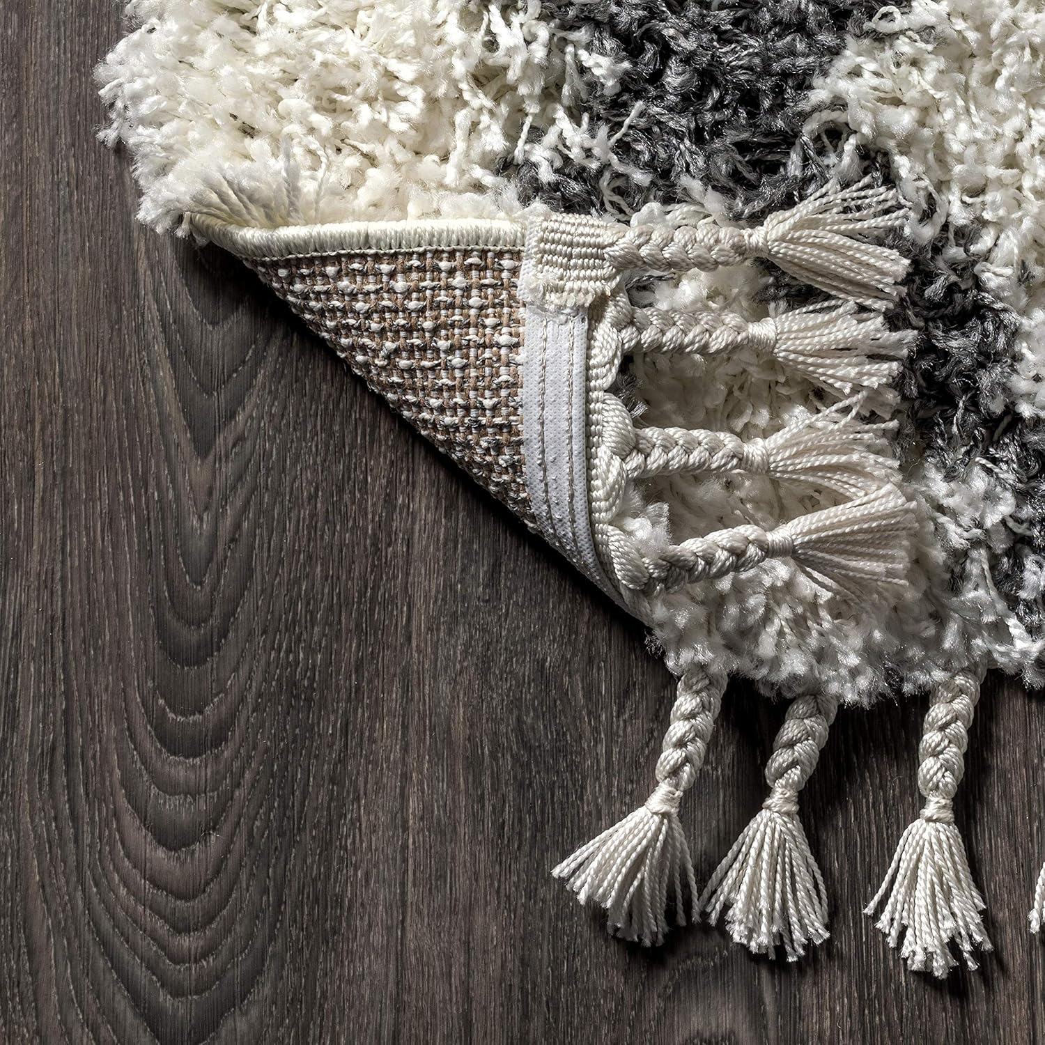 JONATHAN Y MCR104B-28 Mercer Shag – Alfombra de felpa con borlas geométricas marroquíes y enrejado para interiores, estilo bohemio, fácil de
