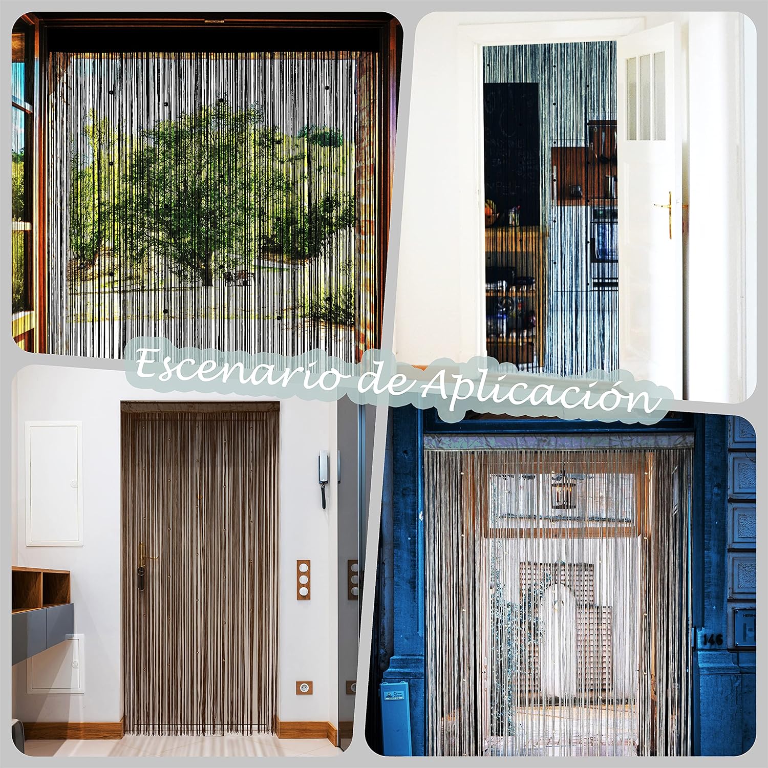 YaoYue Cortina de cuentas para puerta, con borlas, cuentas para colgar con flecos, hippie y divisor de habitación, ventana, pasillo, entrada,