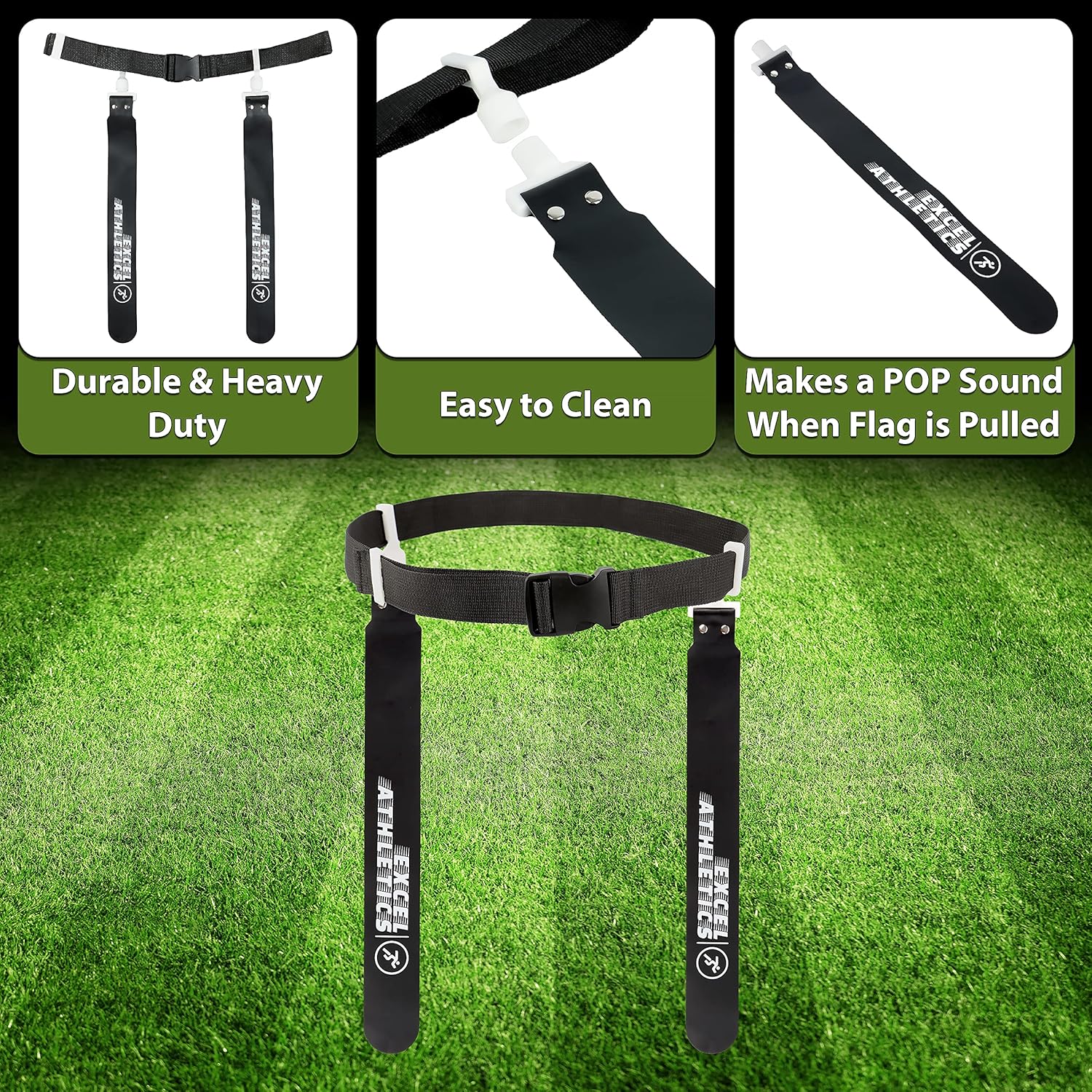 Juego de fútbol con bandera, cinturones de fútbol ajustables para jóvenes, niños y adultos con 1 cinturón y 2 banderas (naranja)
