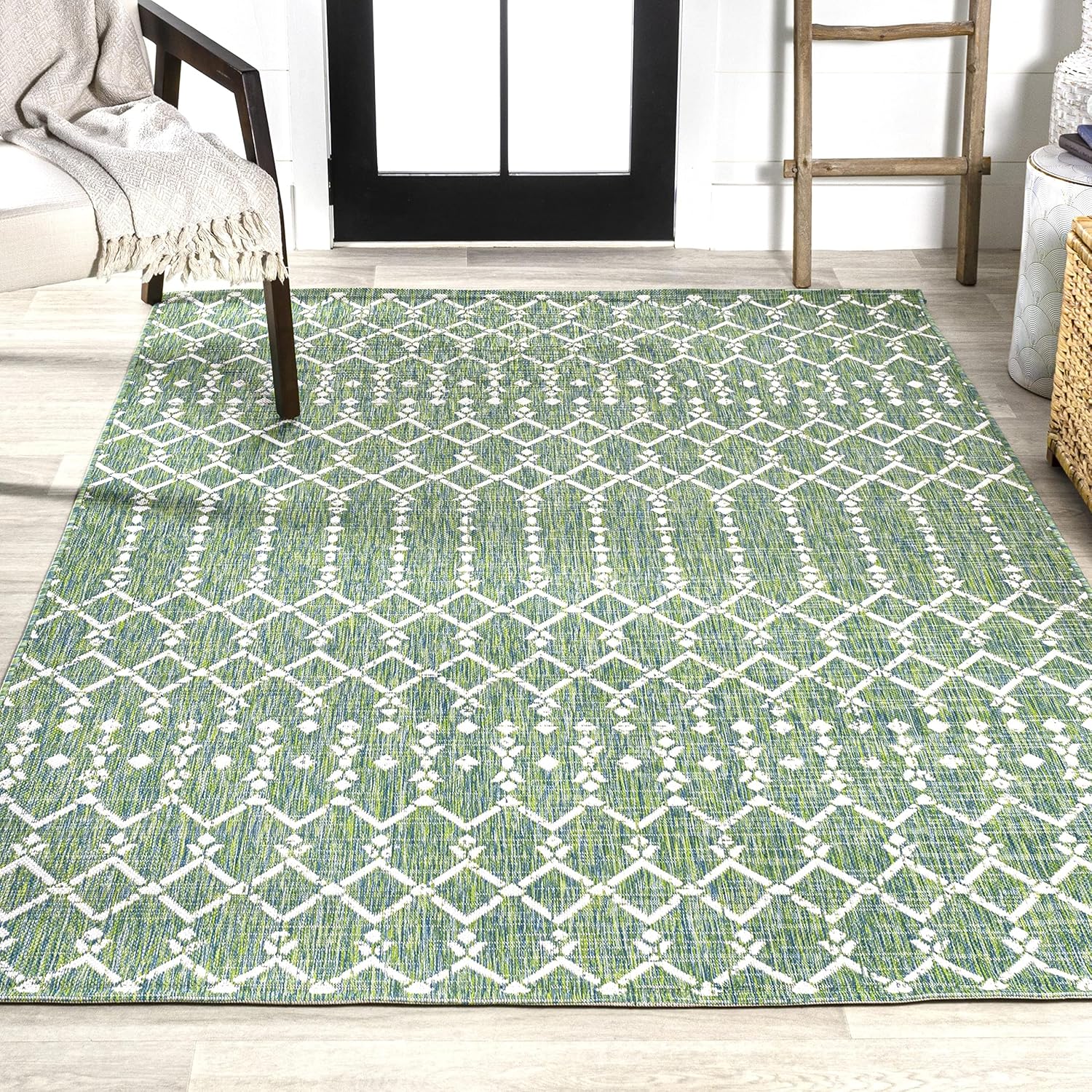 JONATHAN Y – Alfombra marroquí Ourika tejida con textura geométrica para interiores y exteriores, estilo bohemio, rústico, fácil limpieza, no suelta