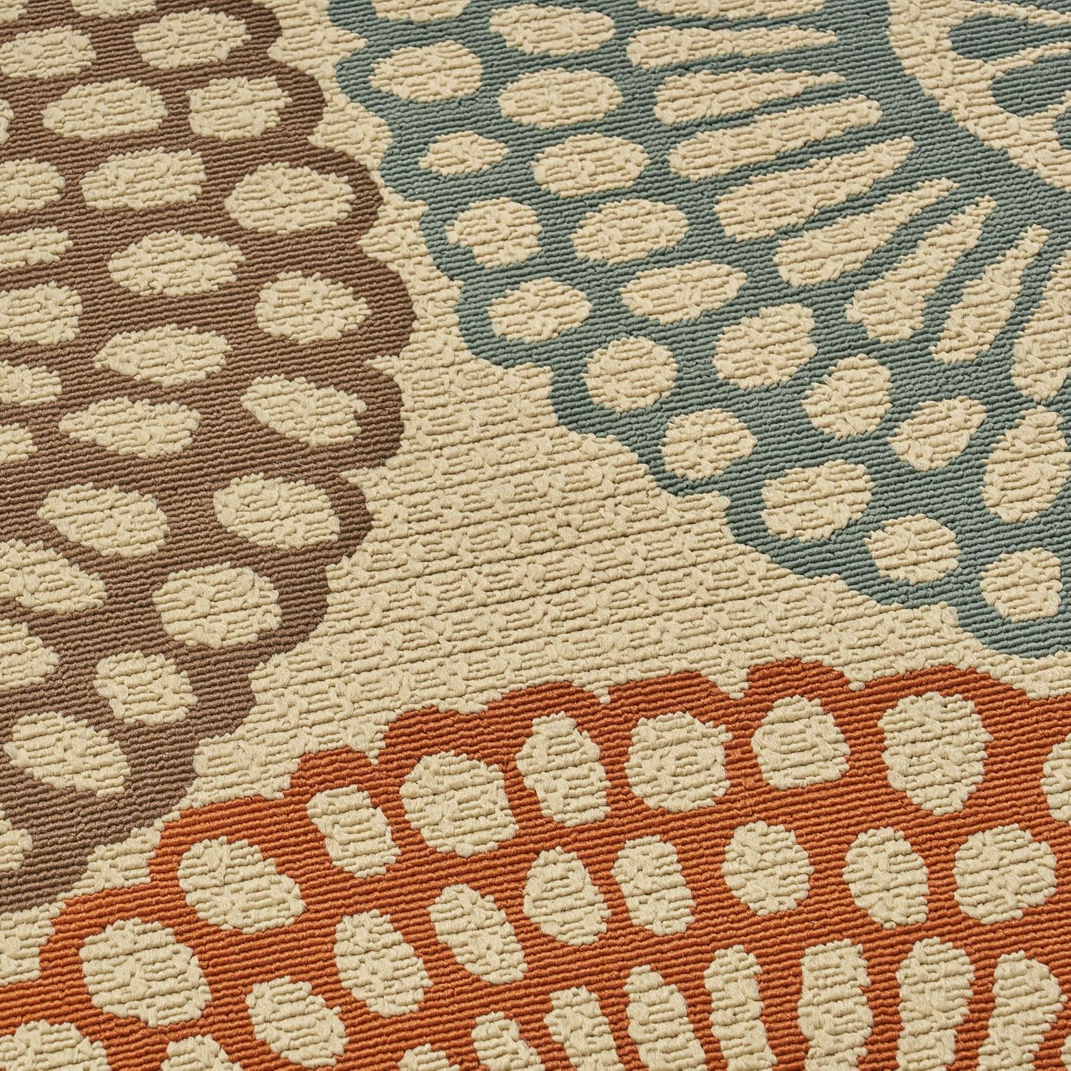 Christopher Knight Home Dahlia – Alfombra floral para exteriores de 5 x 8 pies, color beigeazul