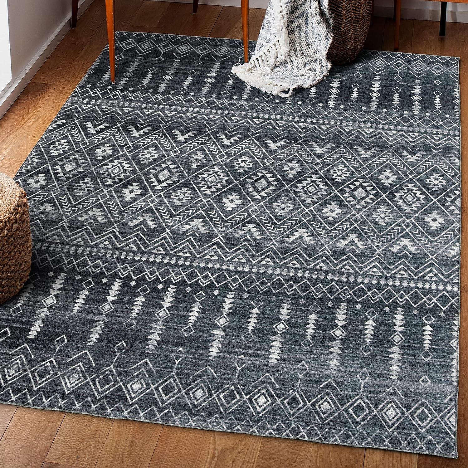 ReaLife Rugs – Alfombra ecológica de fibras recicladas prémium, lavable en máquina, antimanchas, antideslizante, sin desprendimientos, apta para
