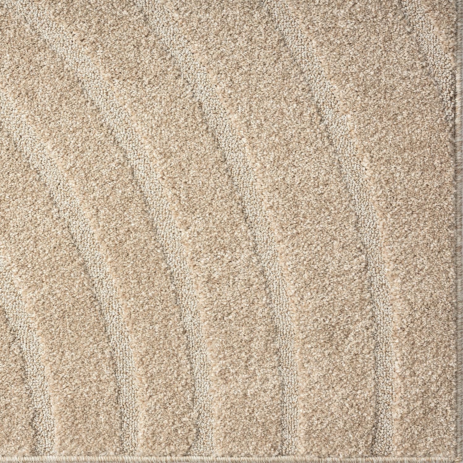 LUXE WEAVERS Alfombra moderna con ondas geométricas beige de 9 x 12 pulgadas, alfombra contemporánea resistente a las manchas