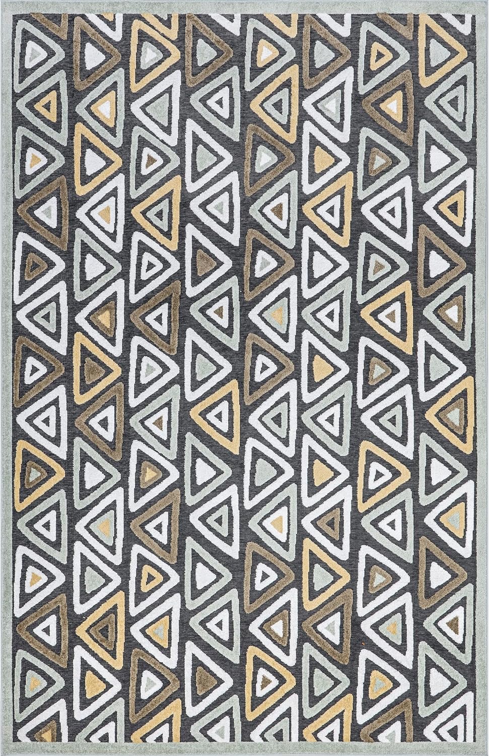 nuLOOM Aneka – Alfombra de triángulos a rayas, lavable a máquina, 5×8, beige