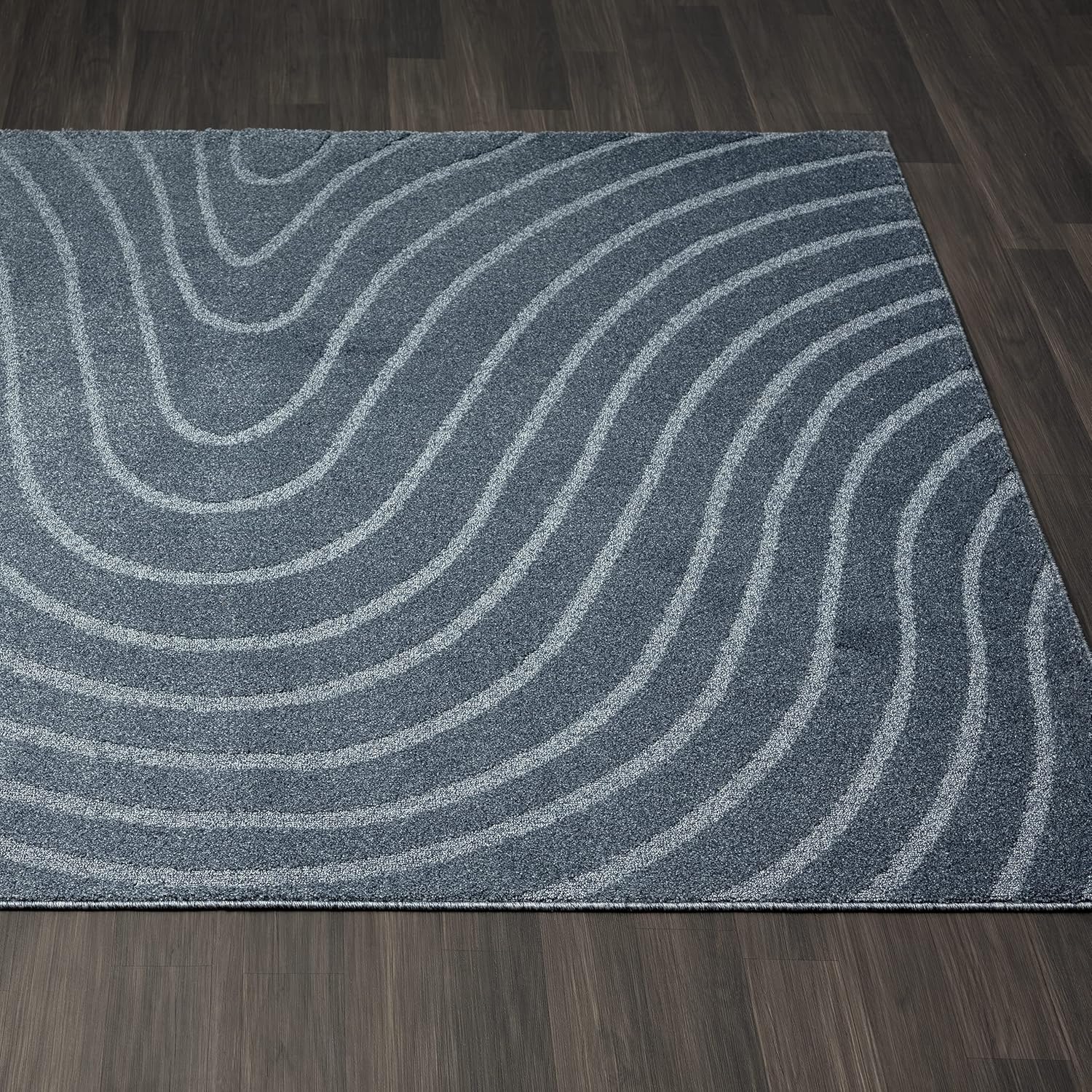 LUXE WEAVERS Alfombra moderna geométrica ondulada azul 9×12