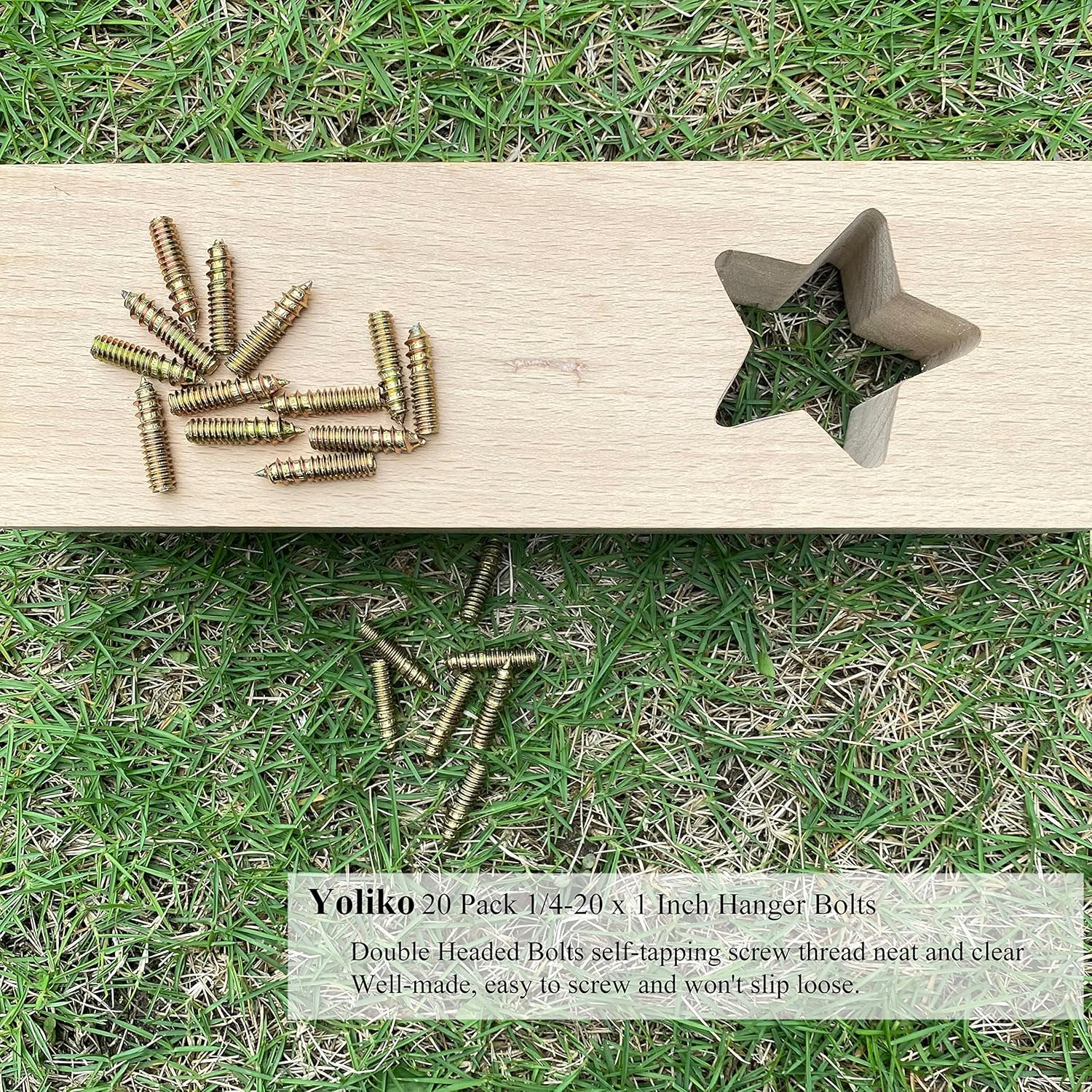 Paquete de 20 pernos de suspensión de 14-20 x 1 pulgada, pernos de doble cabeza de 14-20 pulgadas, tornillos de clavija de madera de 14, tornillos