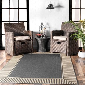nuLOOM Asha – Alfombra de área con borde simple para interiores y exteriores, 3 pies 6 pulgadas x 5 pies, color gris oscuro nuLOOM Asha – Alfombra de área con borde simple para interiores y exteriores, 3 pies 6 pulgadas x 5 pies, color gris oscuro