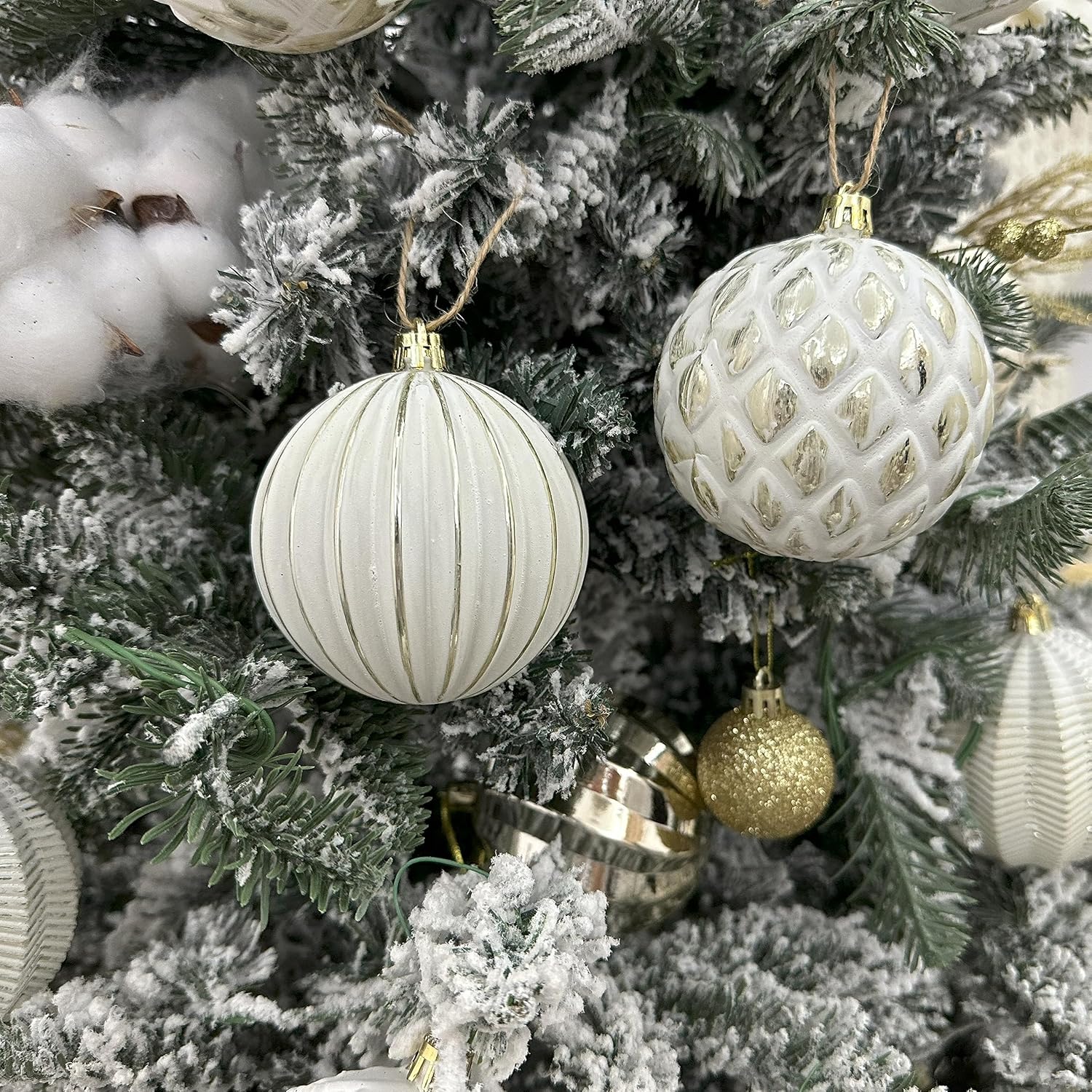 XmasExp Juego de adornos de bolas de Navidad rústicas vintage, 3.15 pulgadas, decoración de árbol envejecido, de plástico, inastillable, estilo